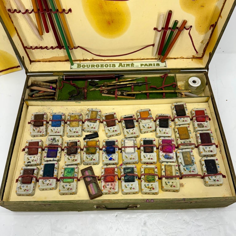 French Antique Watercolor Paint Box Paris Bourgeois Ainé