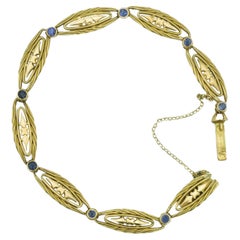 Antique French Art Nouveau Bracelet with Sapphires in 18 Karat Yellow Gold