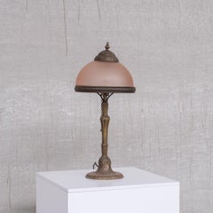 French Art Nouveau Brass and Glass Table Lamp
