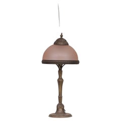 Lampe de table en laiton et verre Art Nouveau