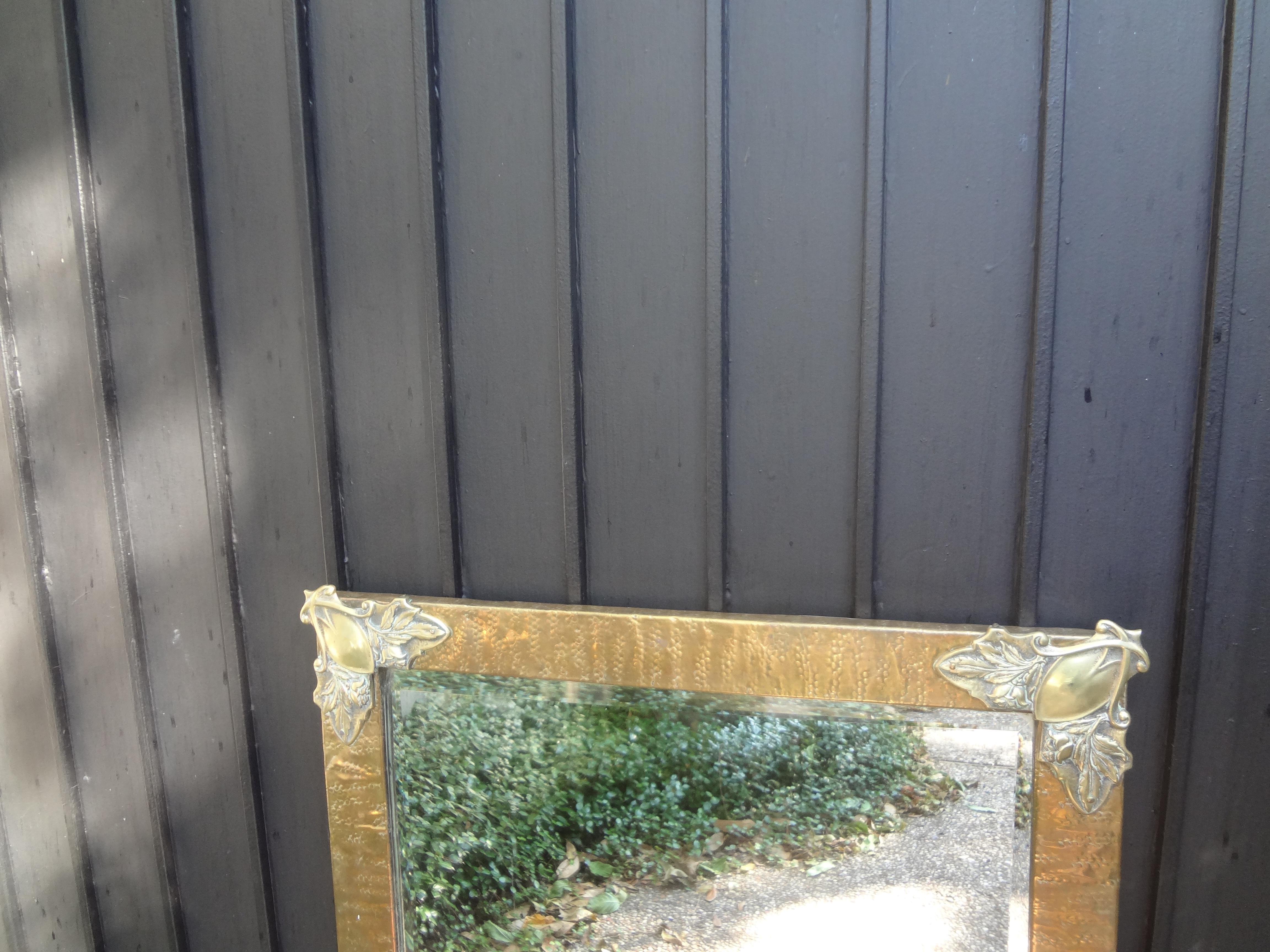 French Art Nouveau Brass Beveled Mirror For Sale 2