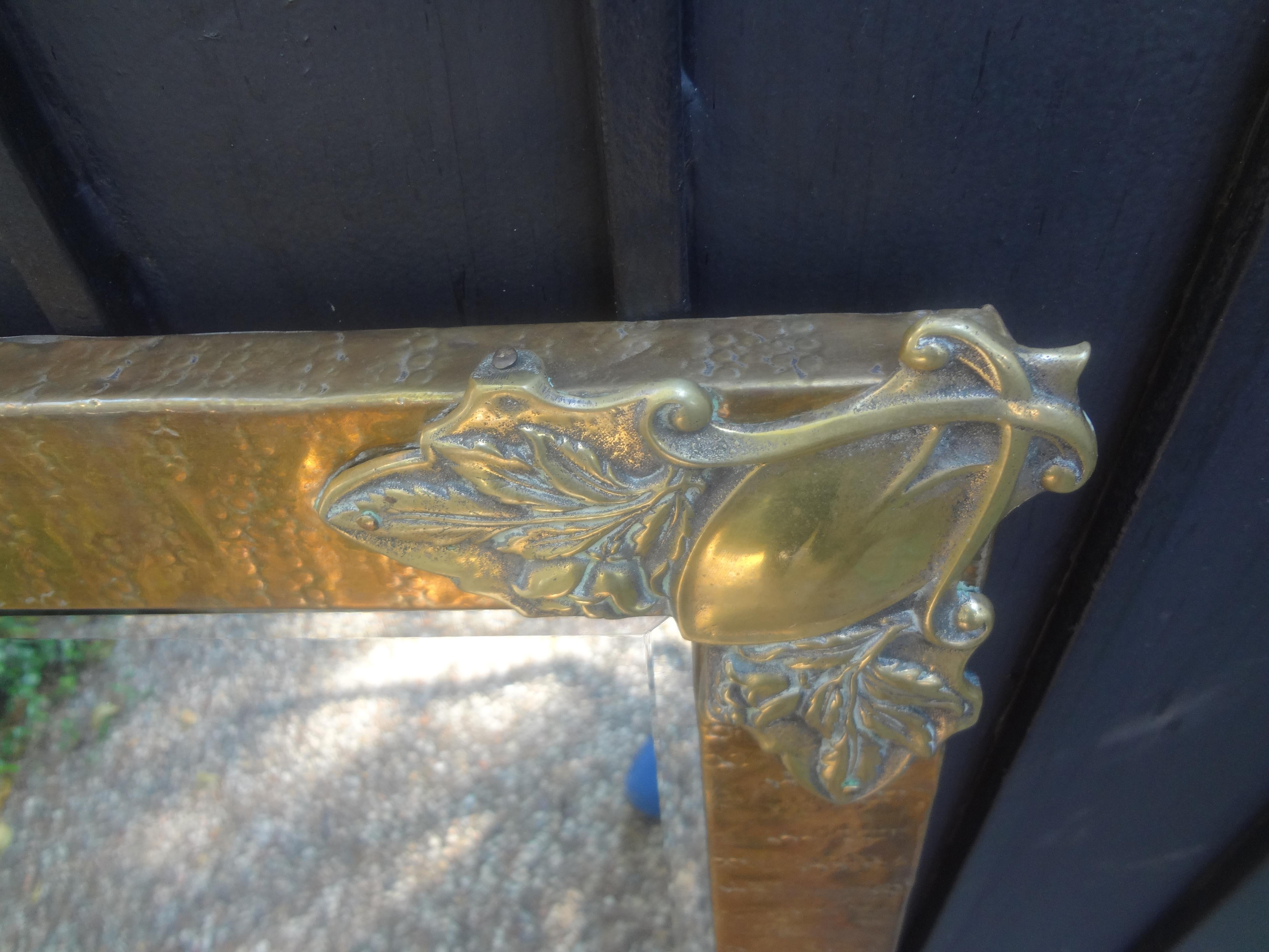 French Art Nouveau Brass Beveled Mirror For Sale 4
