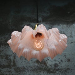 French Art Nouveau Brass Clichy Pink Colored Glass Pendant Light 1920s