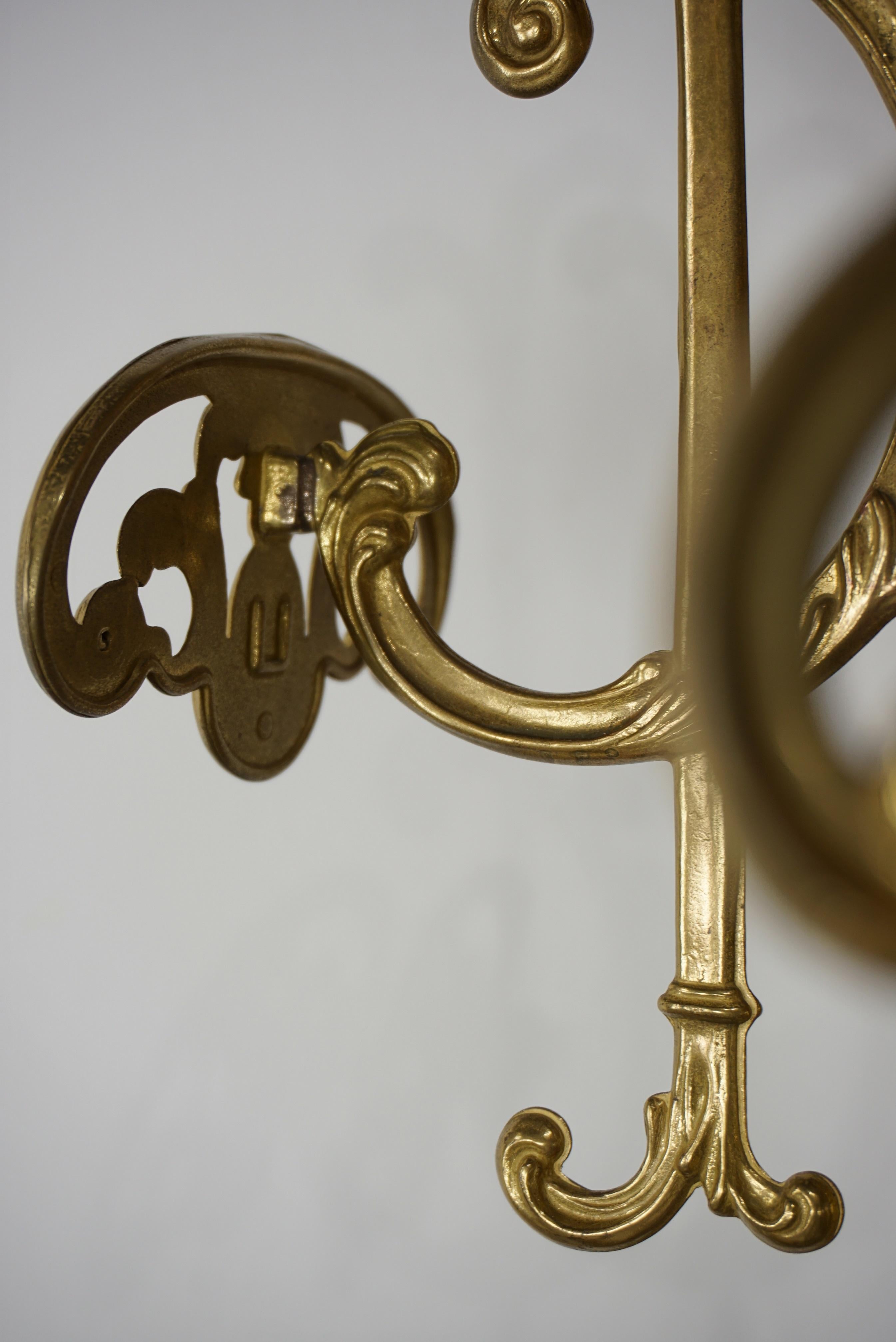 French Art Nouveau Brass Coat Rack 1