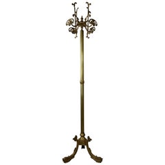 French Art Nouveau Brass Coat Rack