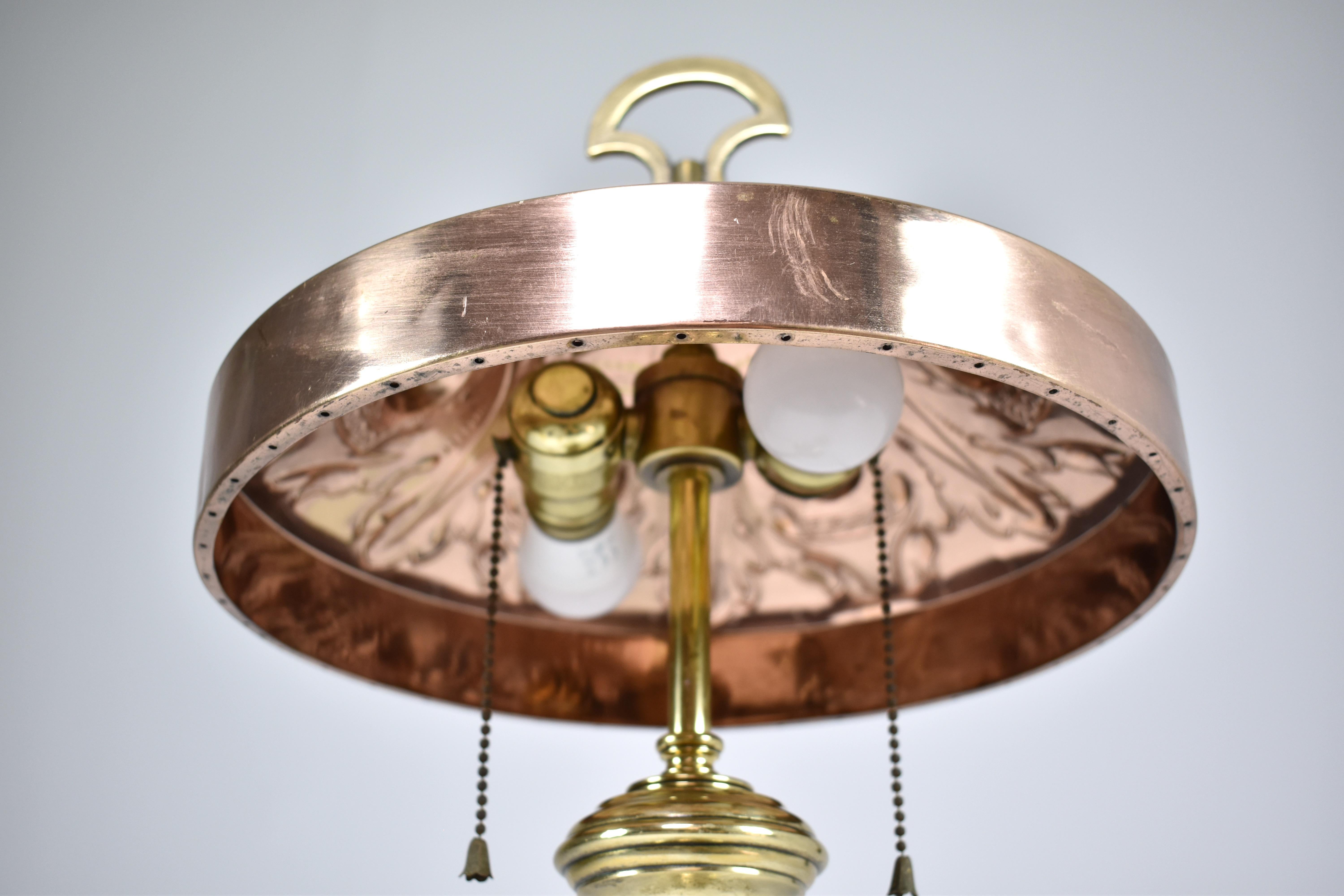 Lámpara de mesa francesa Art Nouveau de latón y cobre, años 1910-20 en venta 1