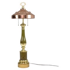 French Art Nouveau Brass & Copper Table Lamp, 1910-20s