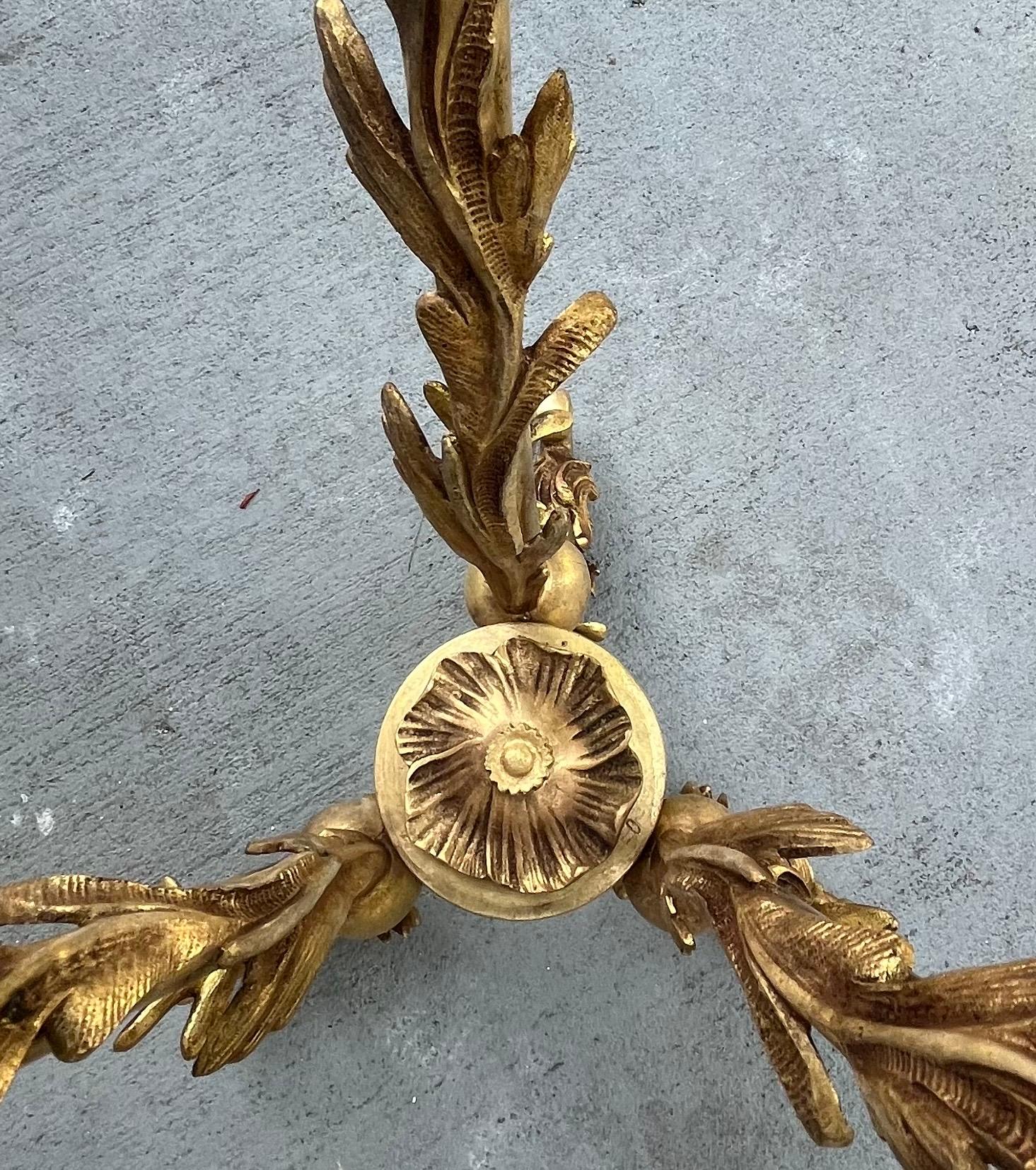 French Art Nouveau Brass Gueridon Marble Top Side Table In Good Condition For Sale In Vero Beach, FL