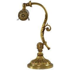 French Art Nouveau Brass Piano Lamp, 1920s