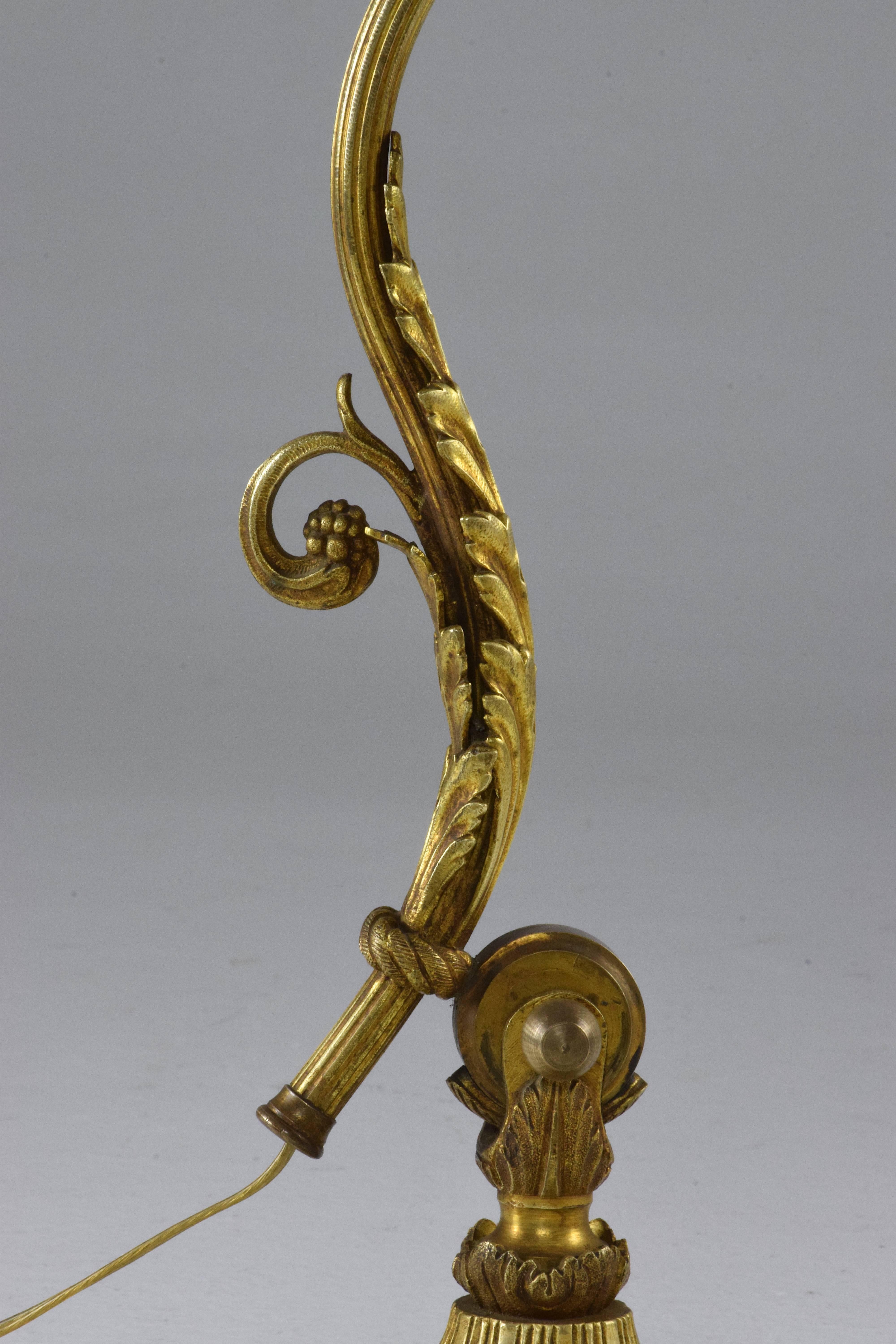 French Art Nouveau Brass Piano Lamp, 1920s 1