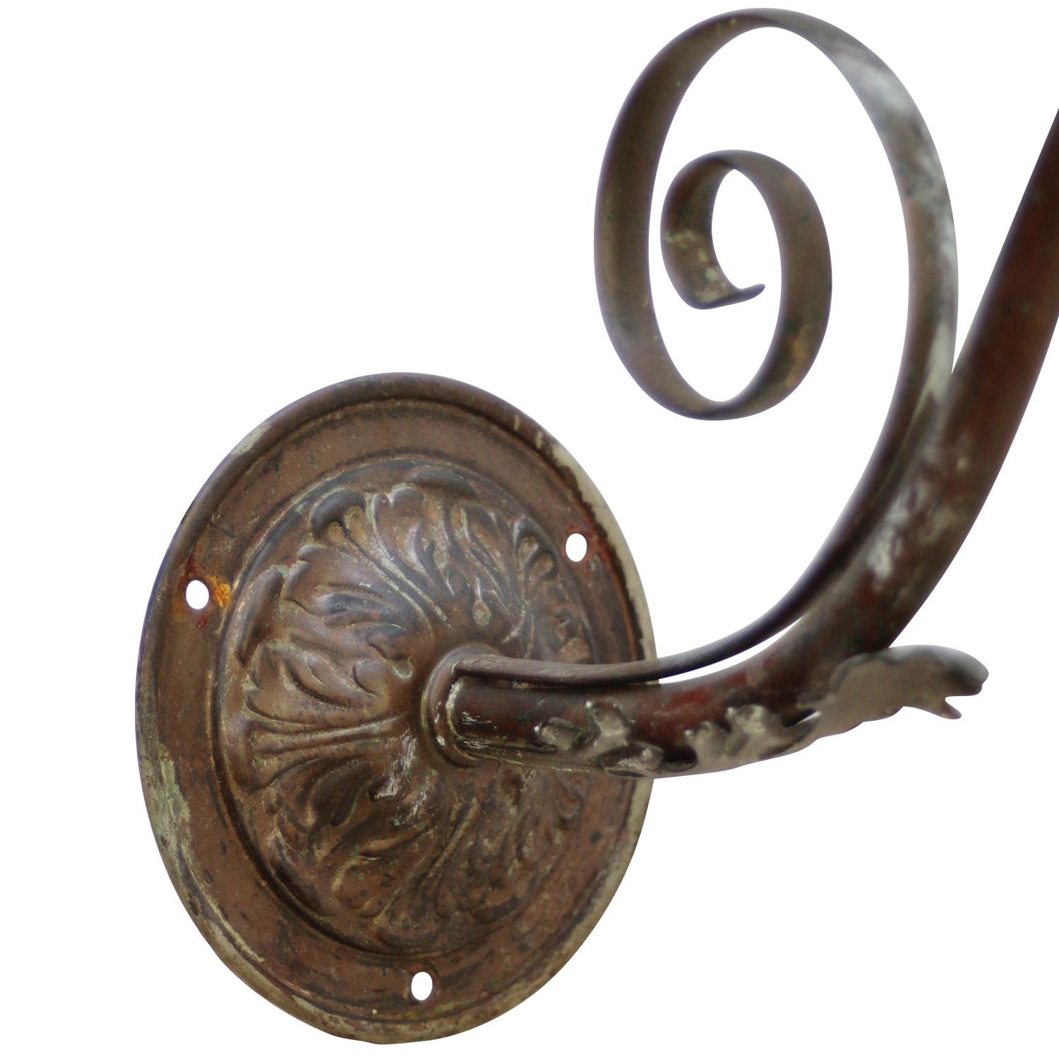 French Art Nouveau Brass, Satin Glass Sconce Wall Lamp For Sale 1