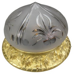 French Art Nouveau Bronze and Cut Glass Flush Mount, circa 1920