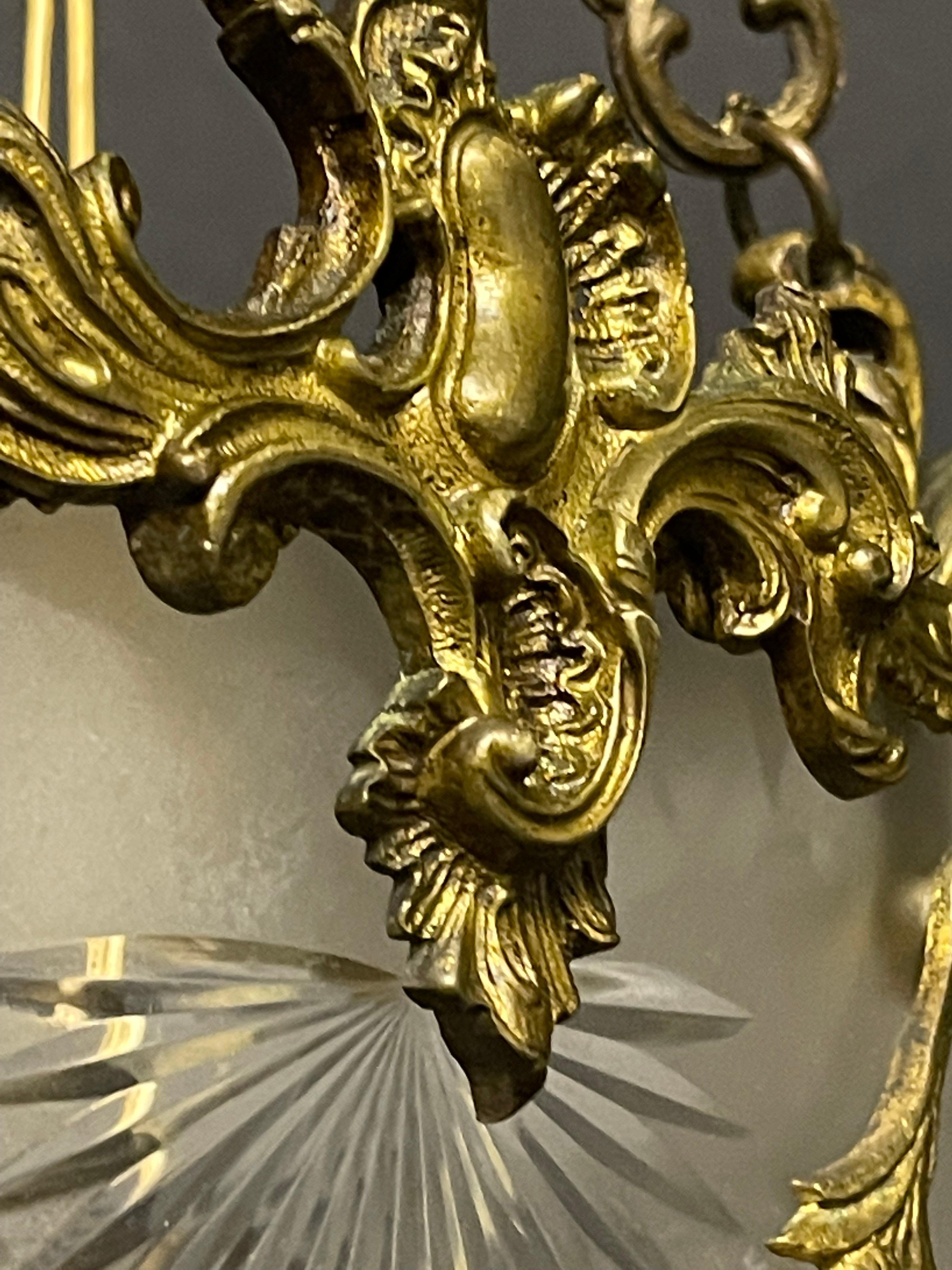 French Art Nouveau Bronze and Cut Glass Pendant, circa 1900s For Sale 6