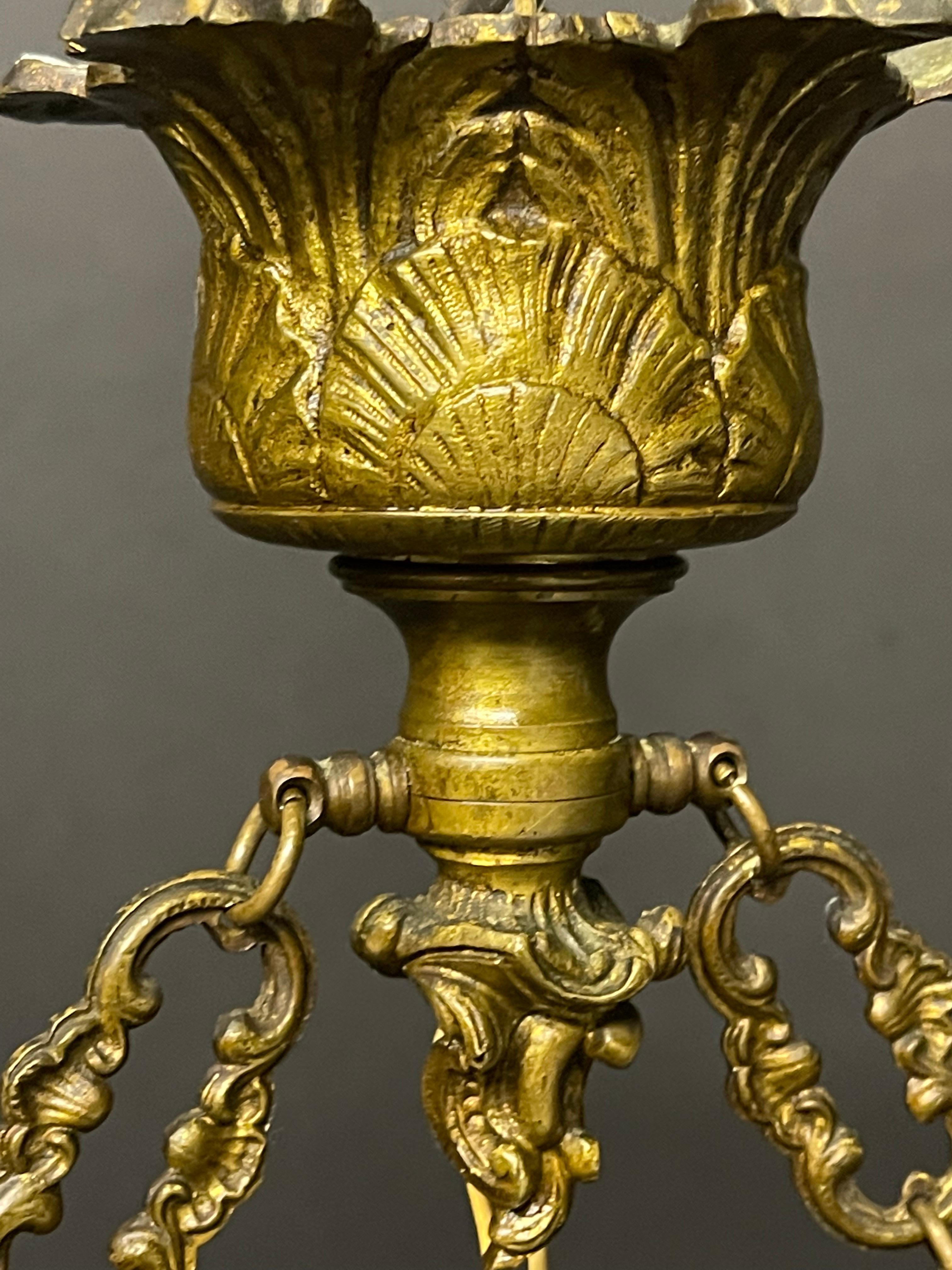 French Art Nouveau Bronze and Cut Glass Pendant, circa 1900s For Sale 4