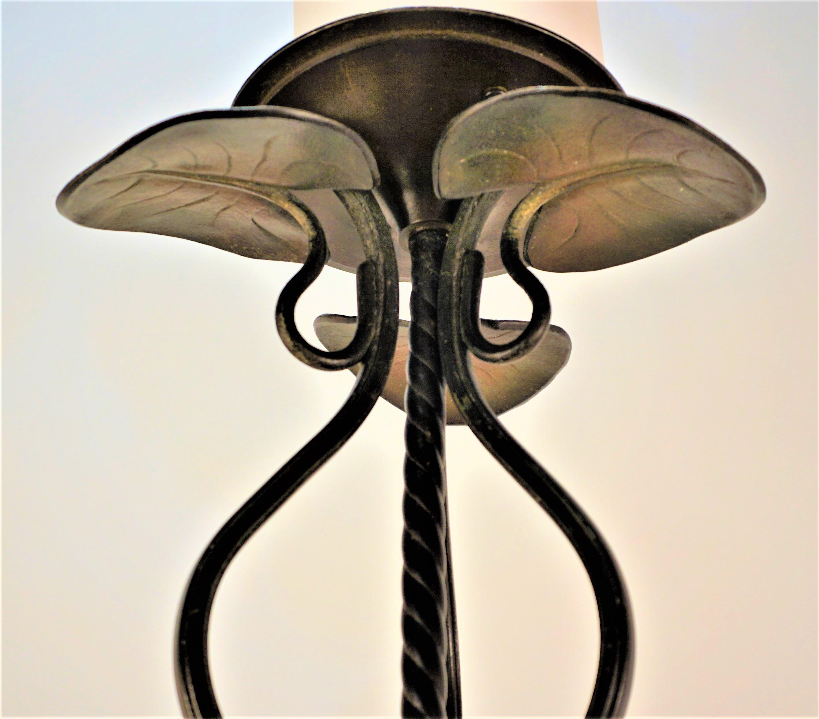French Art Nouveau Bronze and Etched Glass Chandelier In Good Condition For Sale In Fairfax, VA