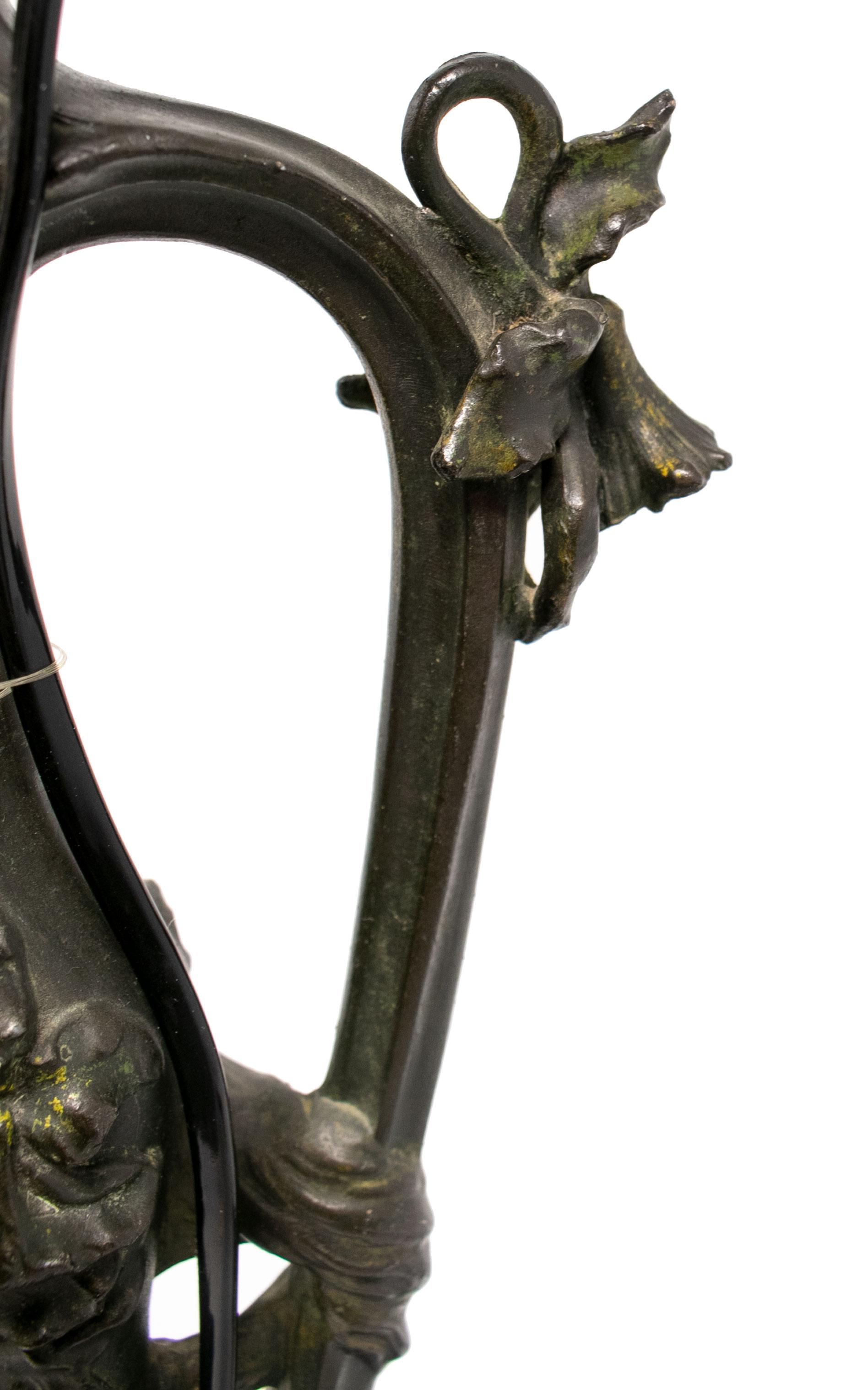 French Art Nouveau Bronze and Glass Signed Lamp 3
