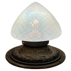 Antique French Art Nouveau Bronze and Opalescent Glass Flush Mount circa 1920