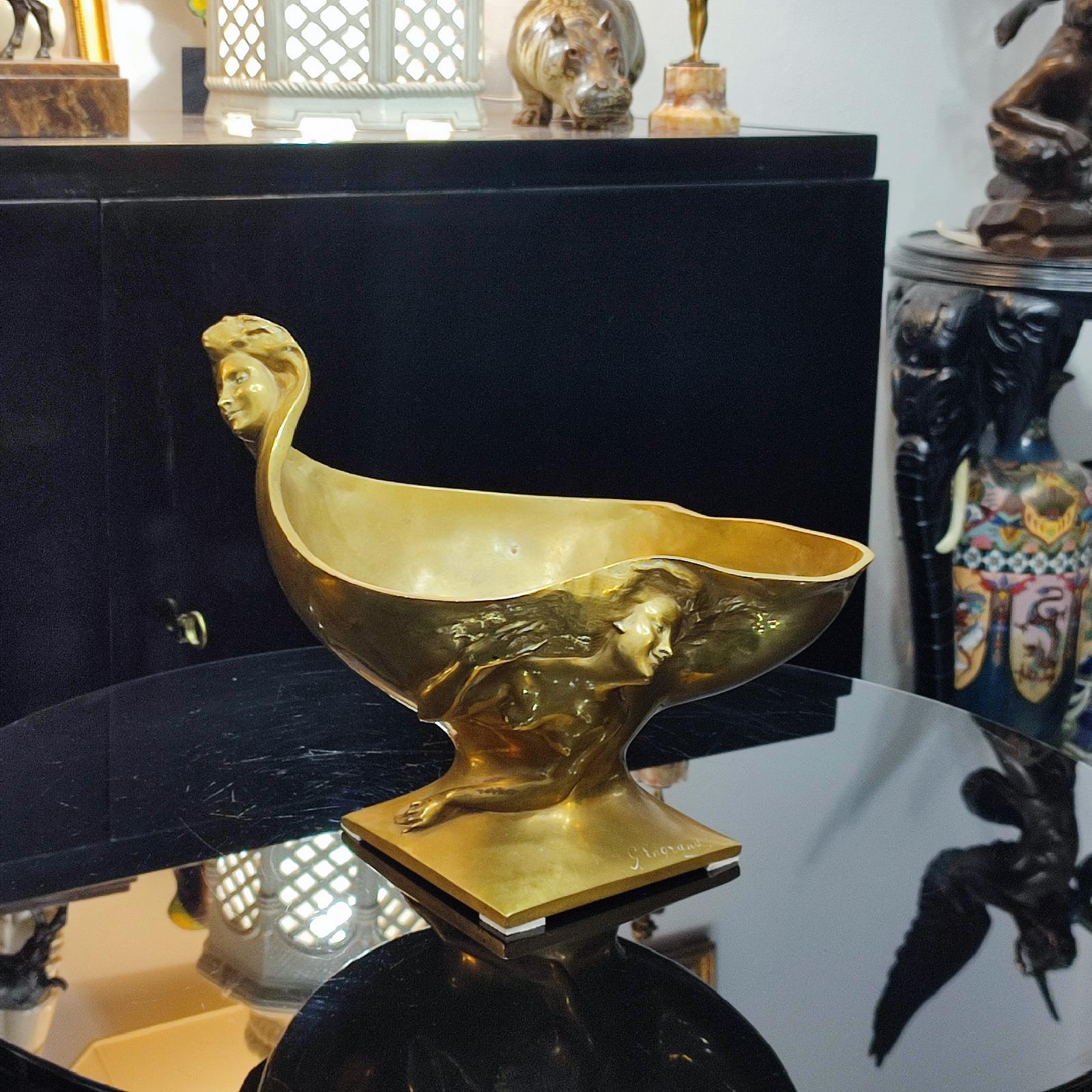 Art nouveau Bol en bronze Art Nouveau français de George Engrand en vente