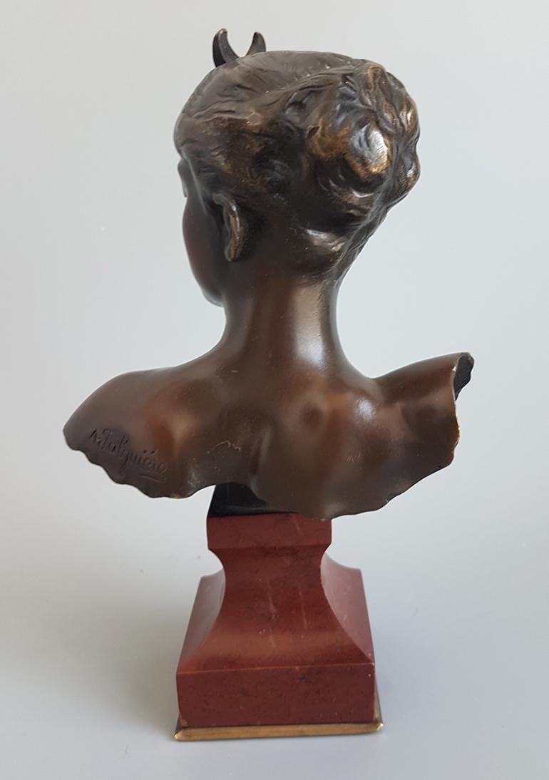 French Art Nouveau bronze bust of Diana Signed by Alexandre Falguiere In Good Condition For Sale In London, GB
