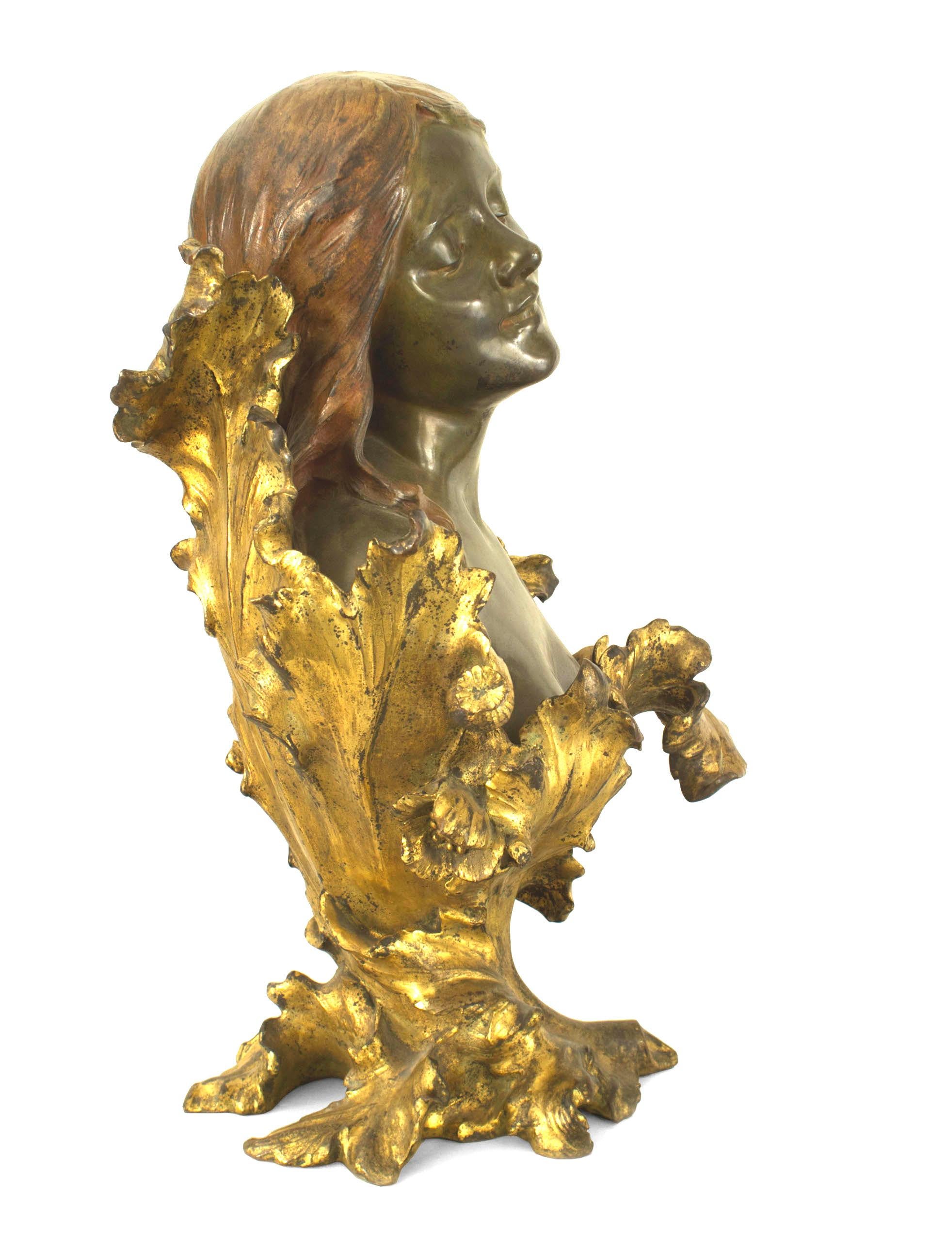 French Art Nouveau Bronze Bust of Lady 1