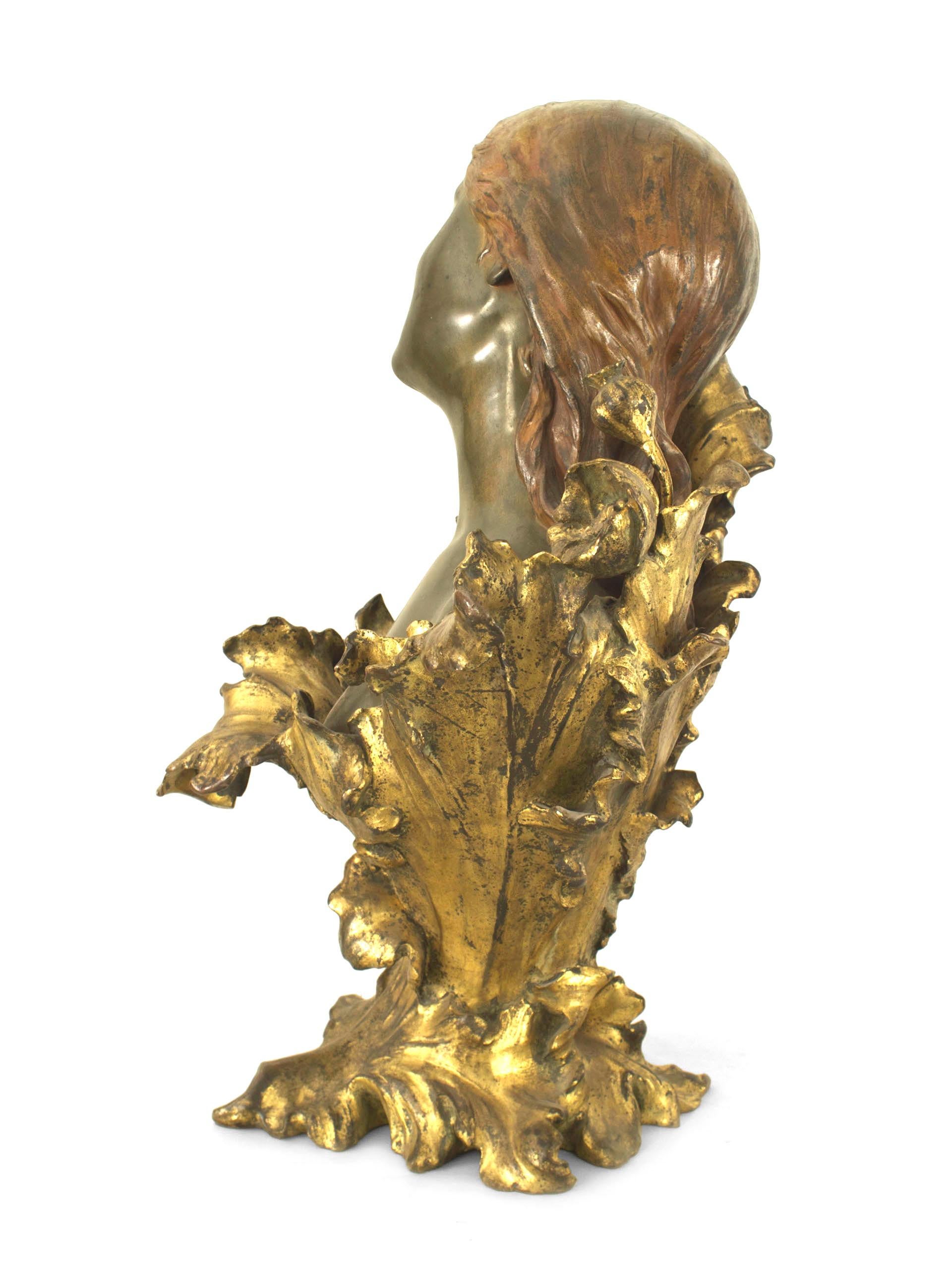 French Art Nouveau Bronze Bust of Lady 2