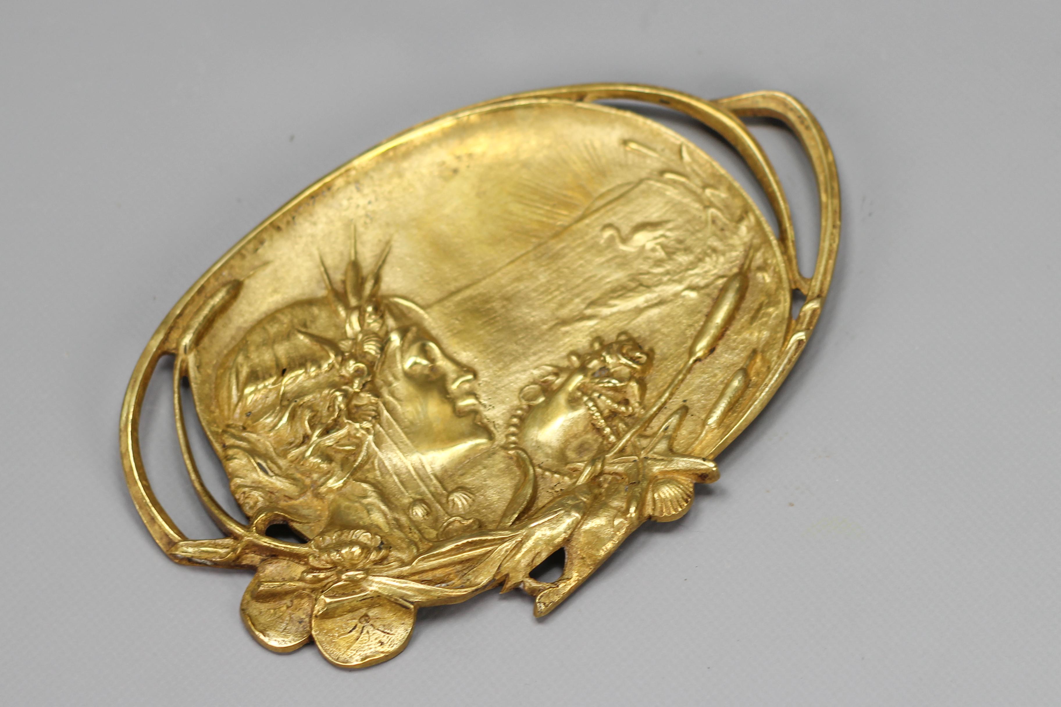 Francese Vassoio in bronzo Art Nouveau francese per carte o spille, Vide - Poche, anni '20 in vendita