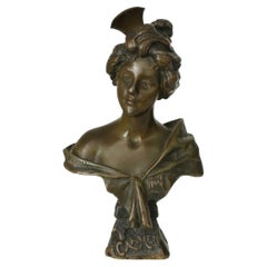 French Art Nouveau Bronze 'Carmen' Bust by Emmanuel Villanis, 1900