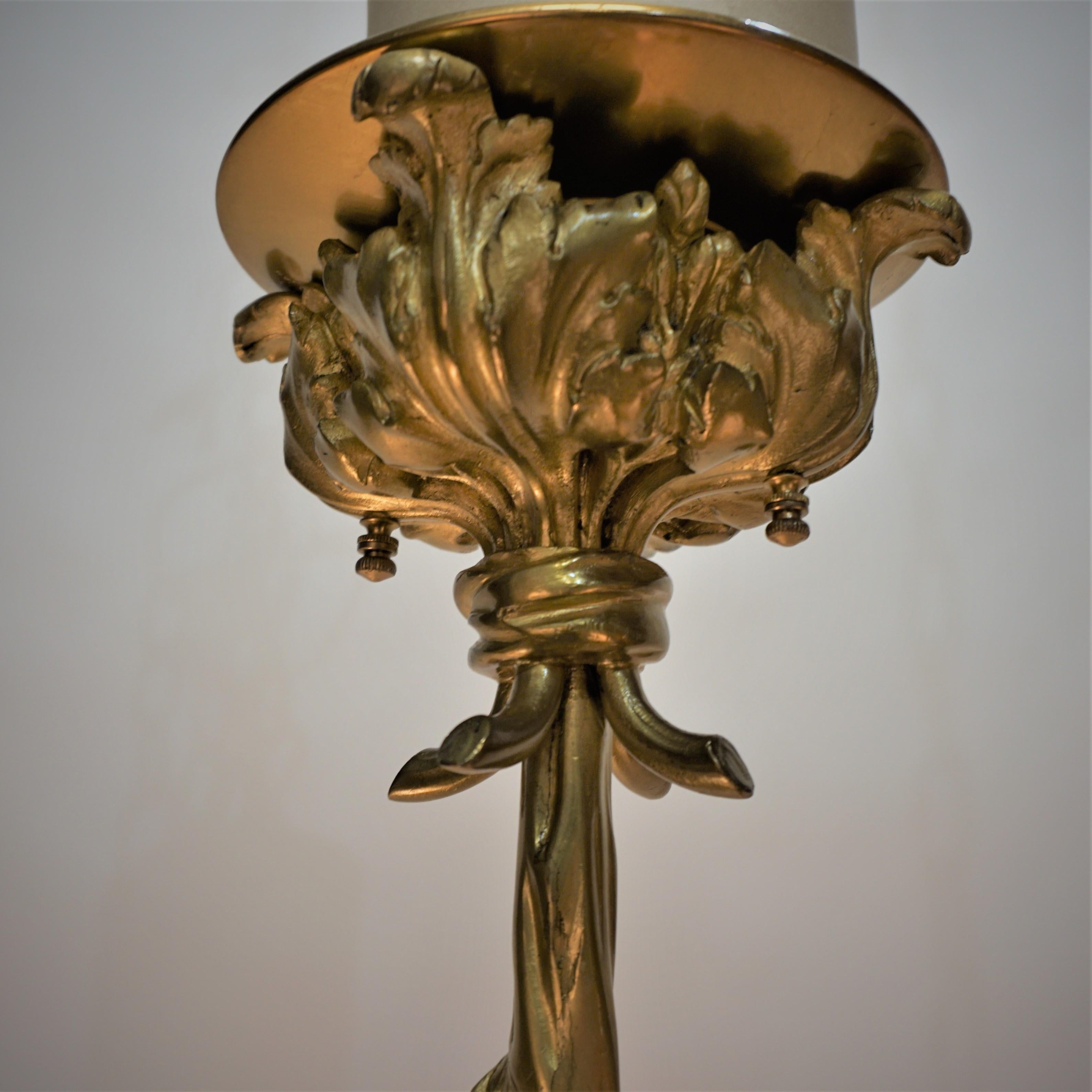 French Art Nouveau Bronze Chandelier For Sale 6