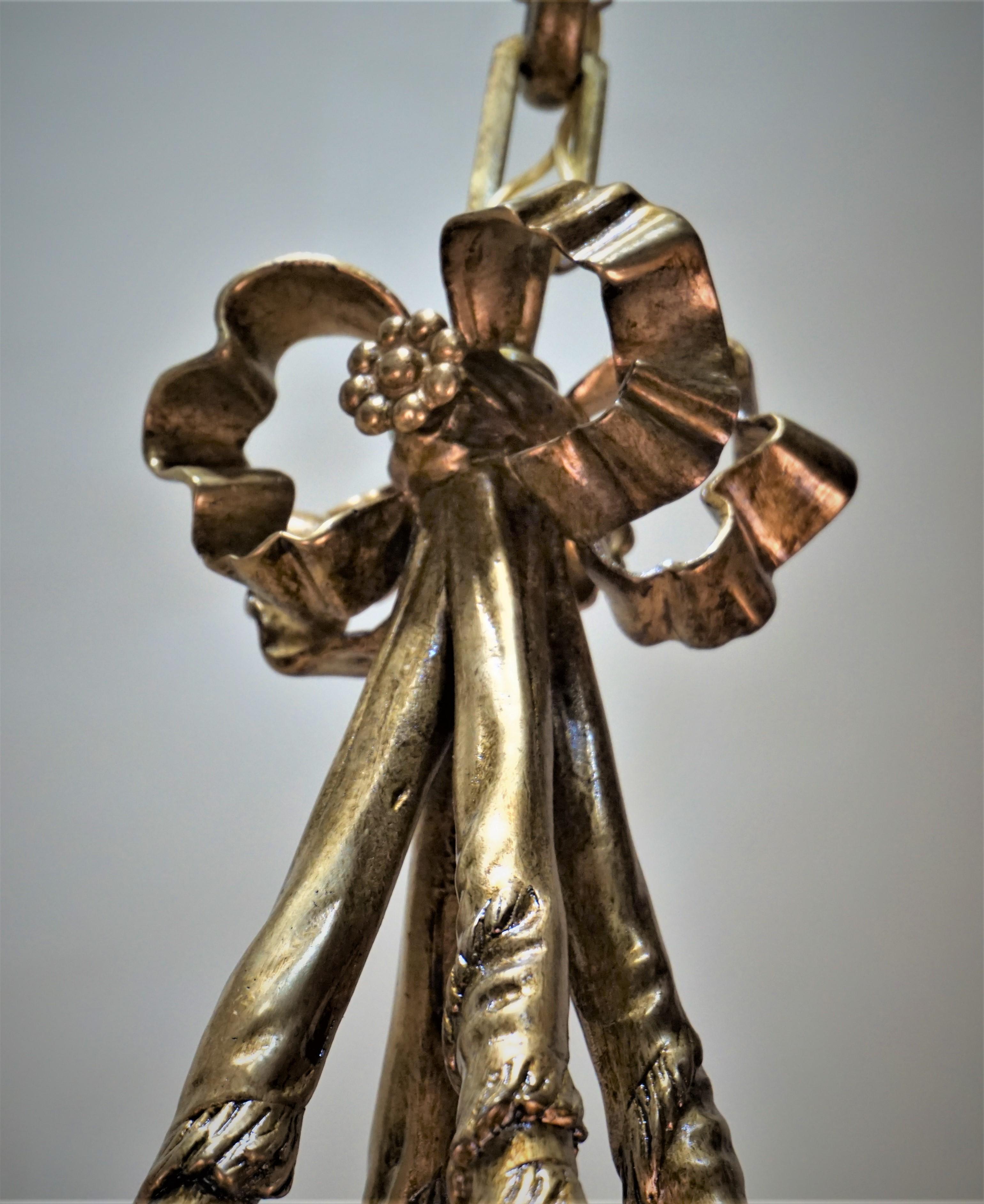 French Art Nouveau Bronze Chandelier 3