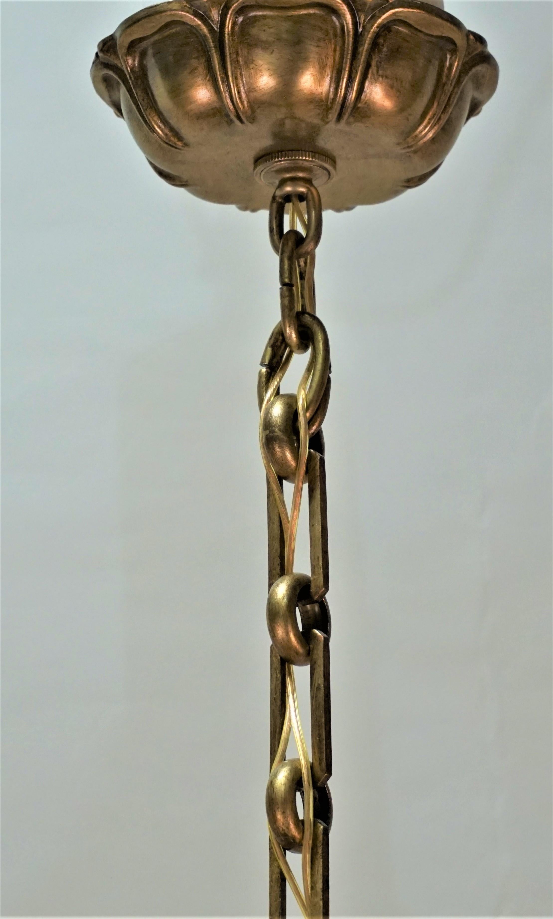 French Art Nouveau Bronze Chandelier 4