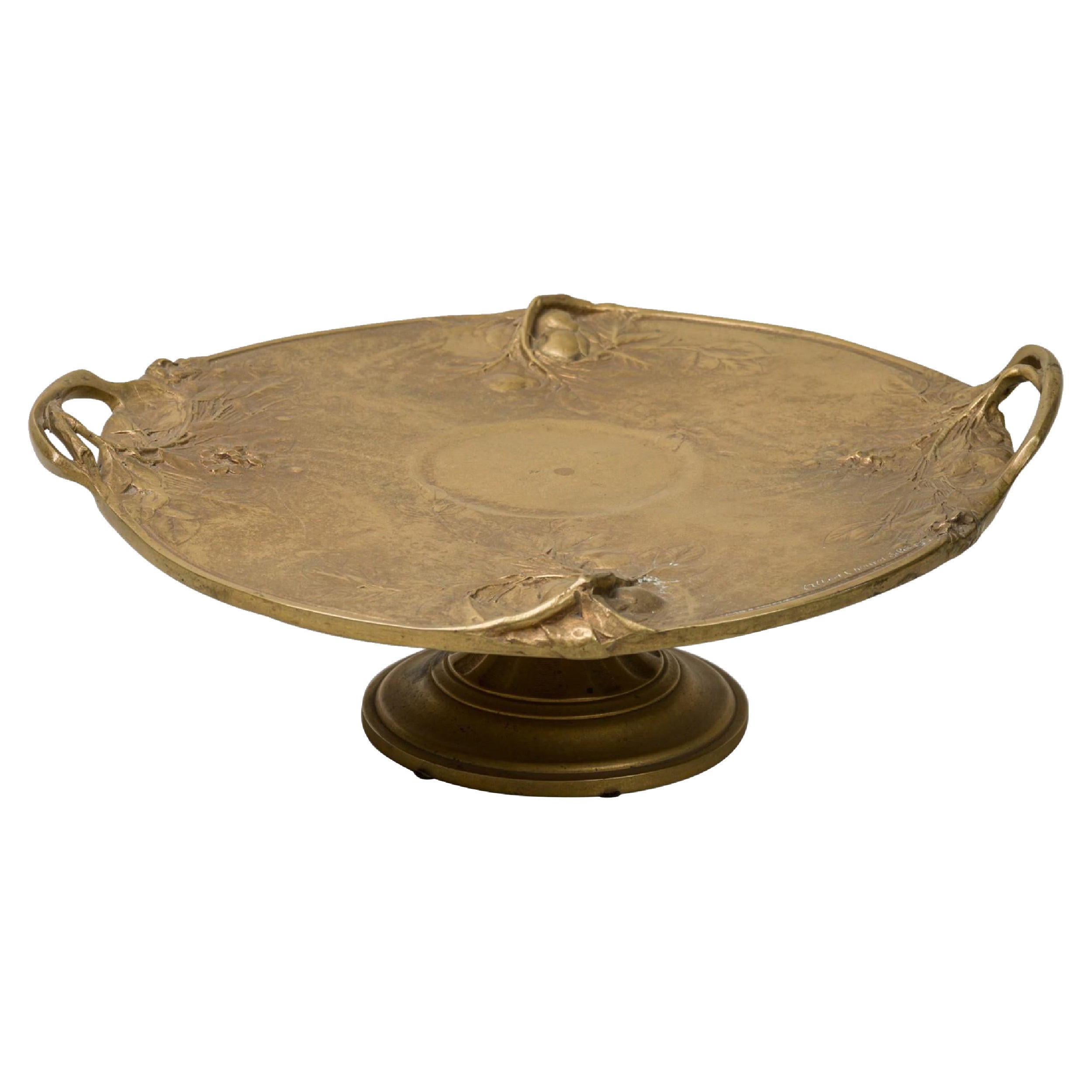 French Art Nouveau Bronze Dore Compote