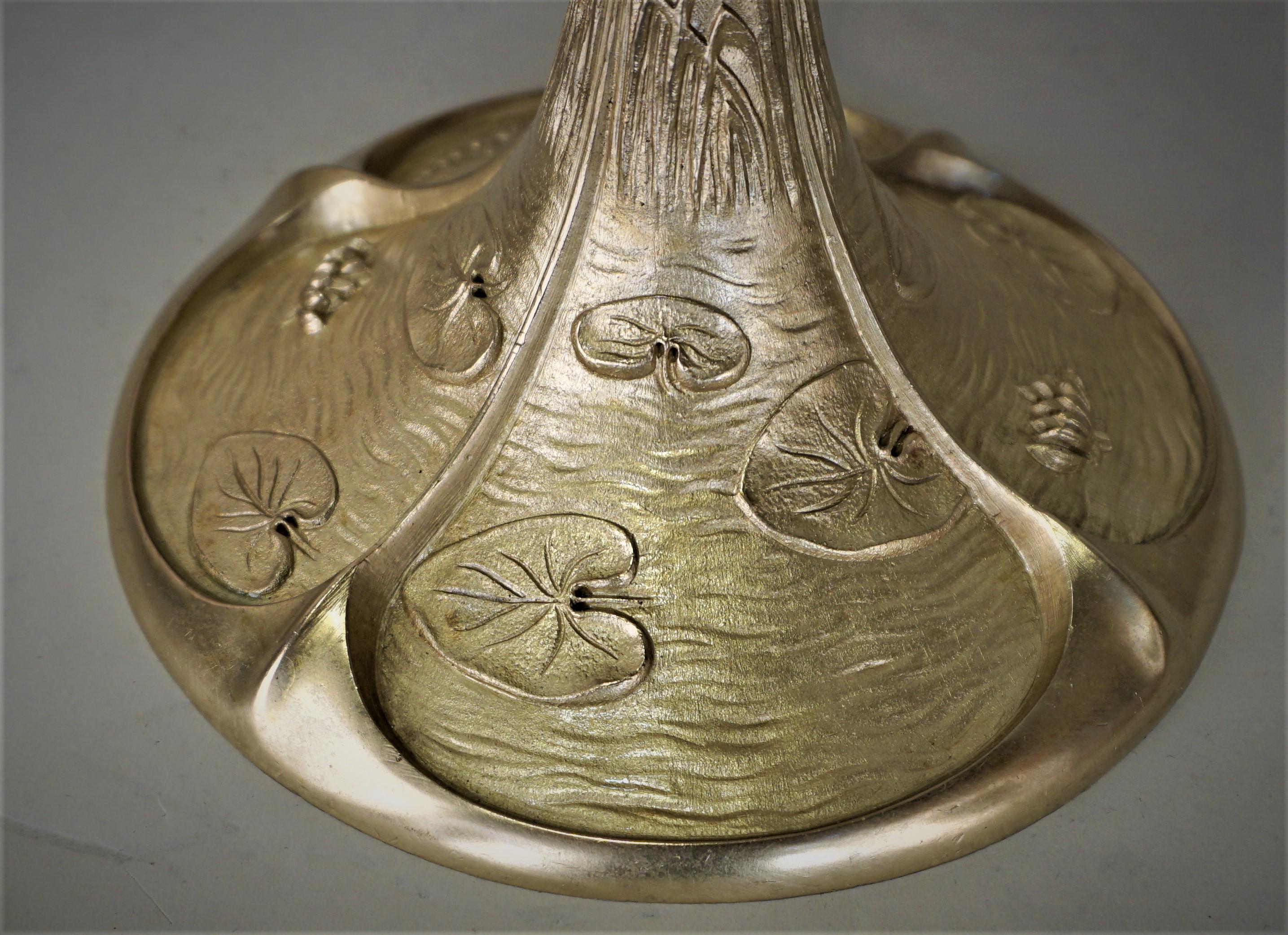 French Art Nouveau  Bronze Electrified Oil Lamp by G. Leleu 4