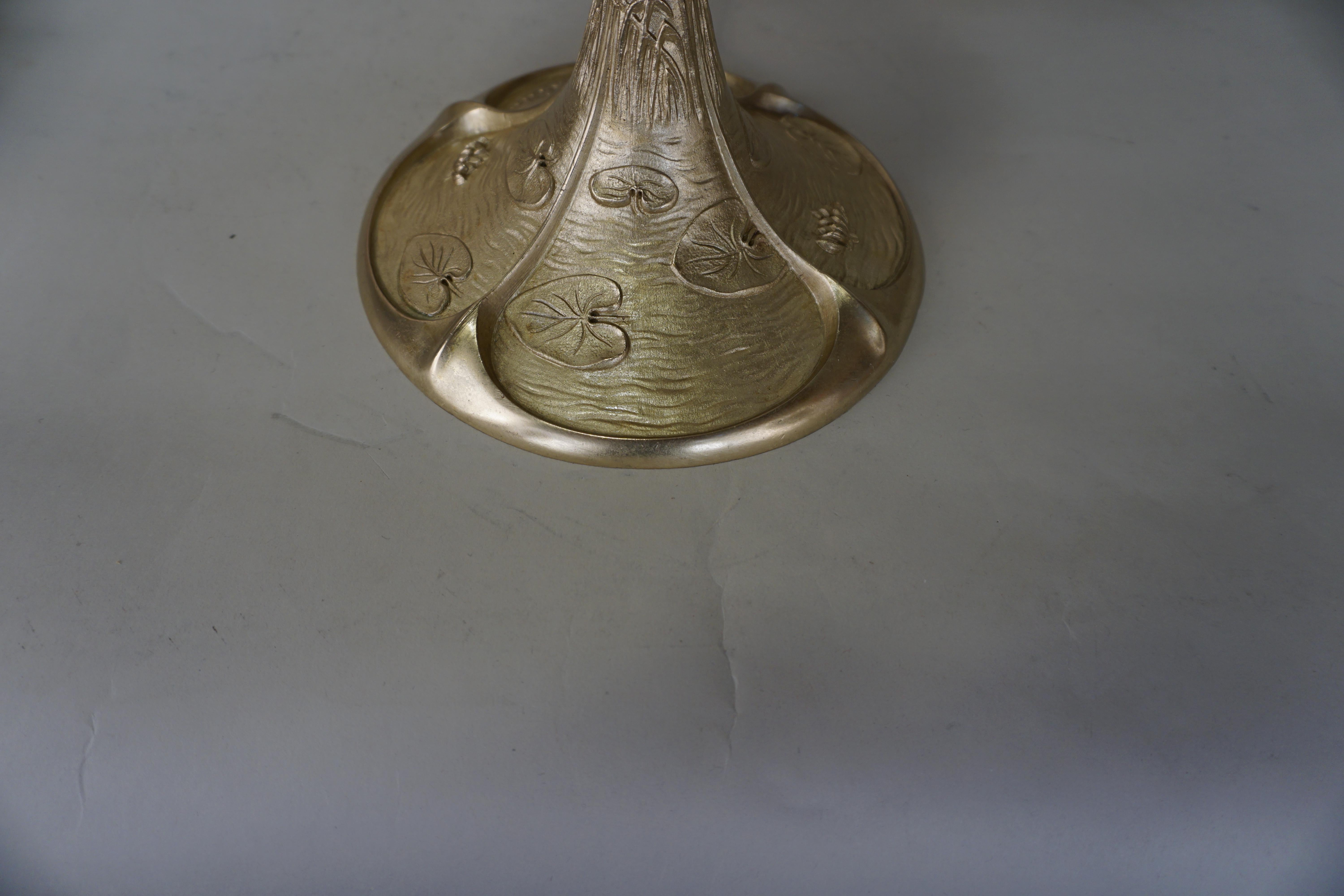 French Art Nouveau  Bronze Electrified Oil Lamp by G. Leleu 1