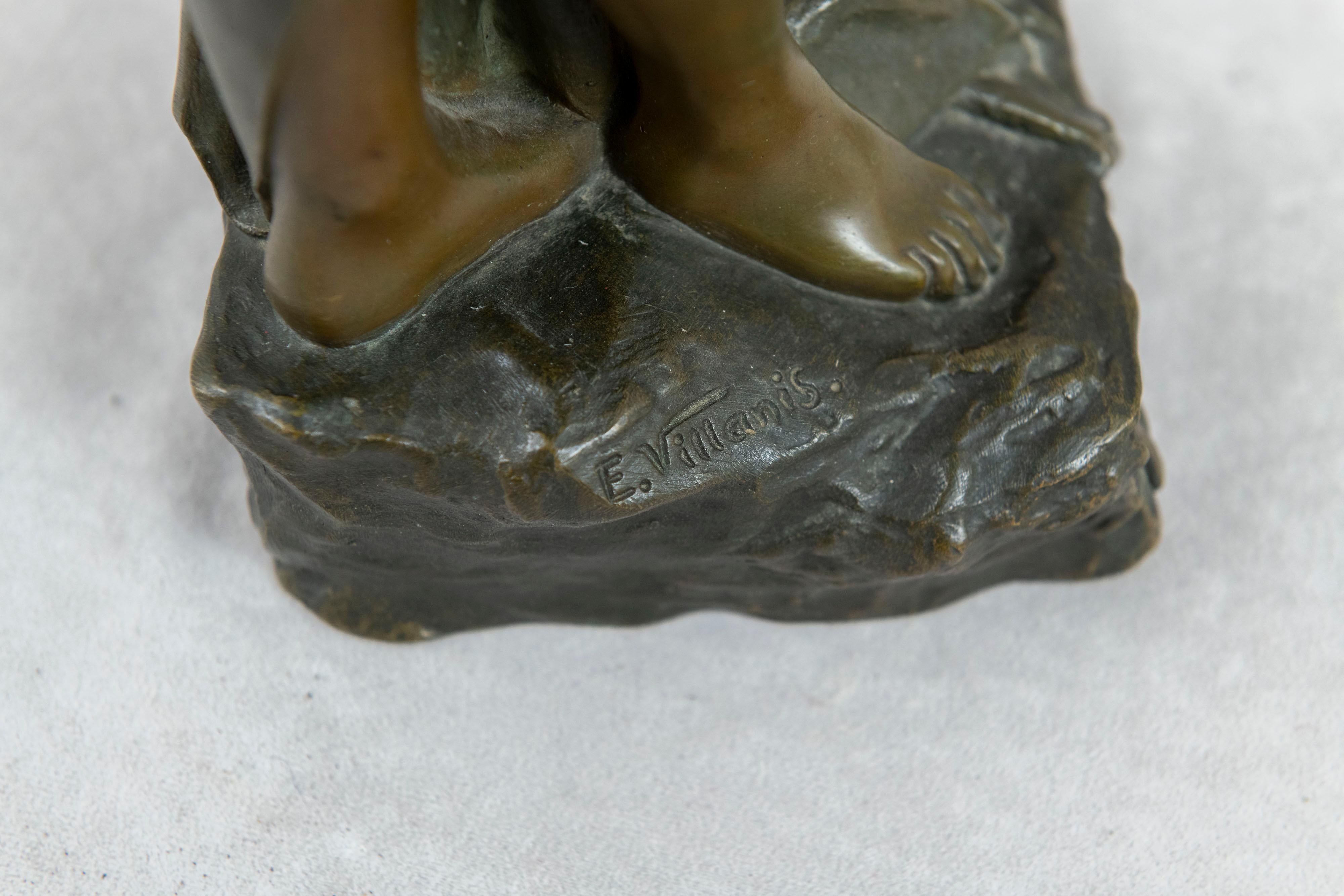 Figure française en bronze d'une belle jeune fille par Emmanuel Villanis en vente 1