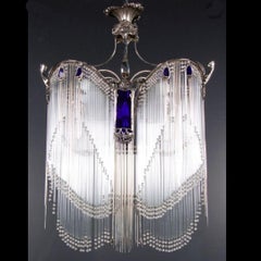 French Art Nouveau Bronze Guimard Chandelier