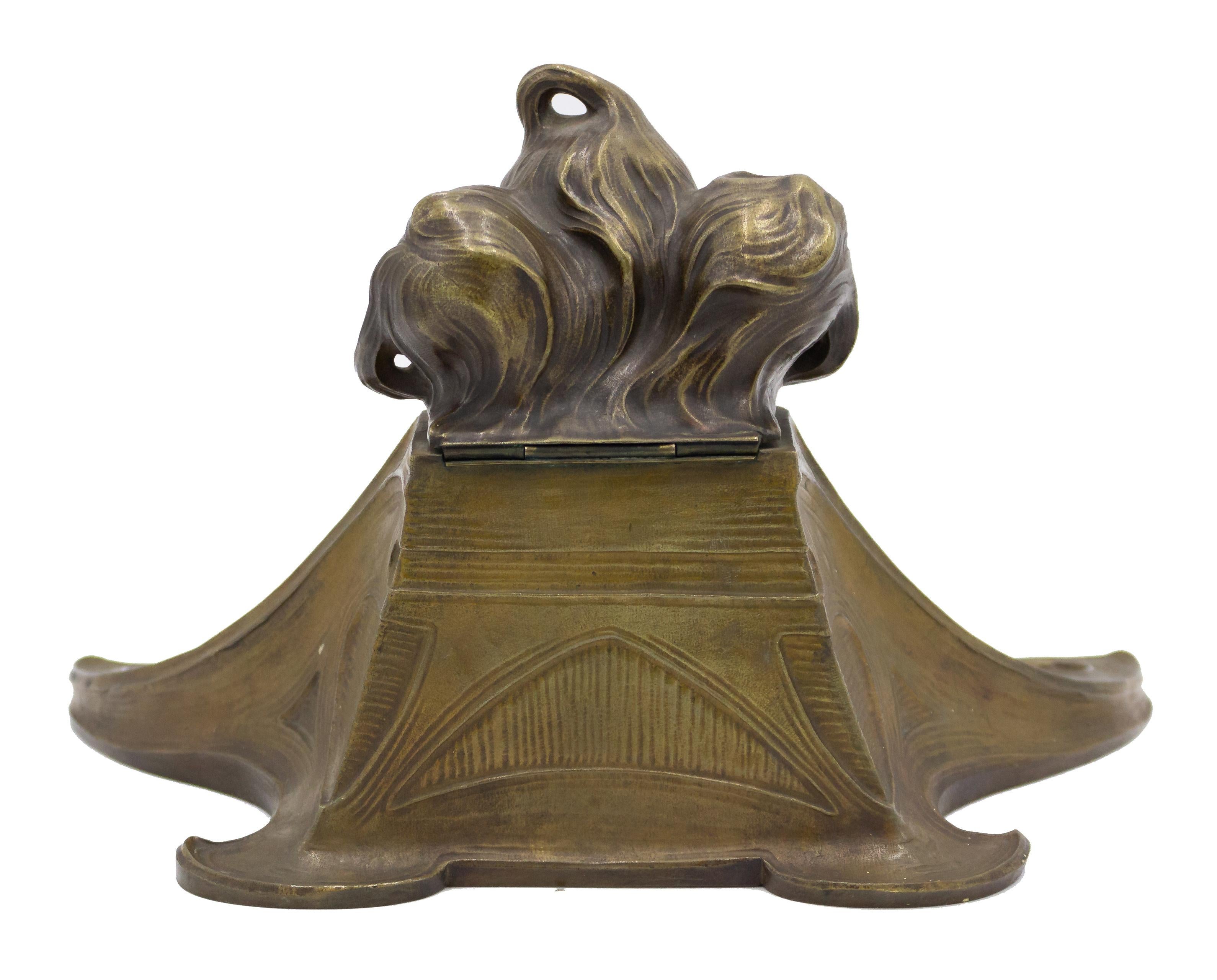 French Art Nouveau Bronze Inkwell 2