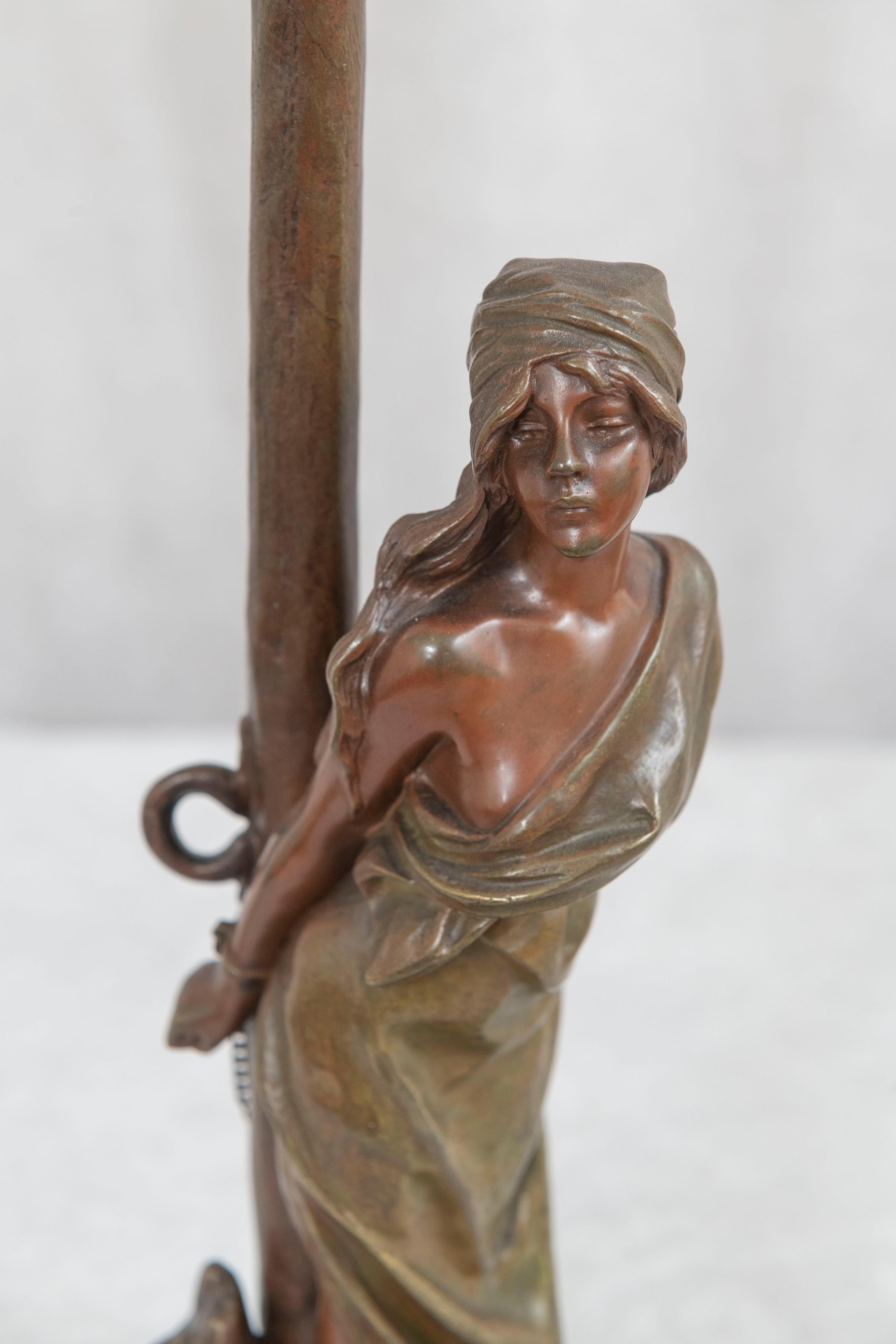 Patinated French Art Nouveau Bronze, L' Otage 'The Hostage', by Villanis ca. 1900