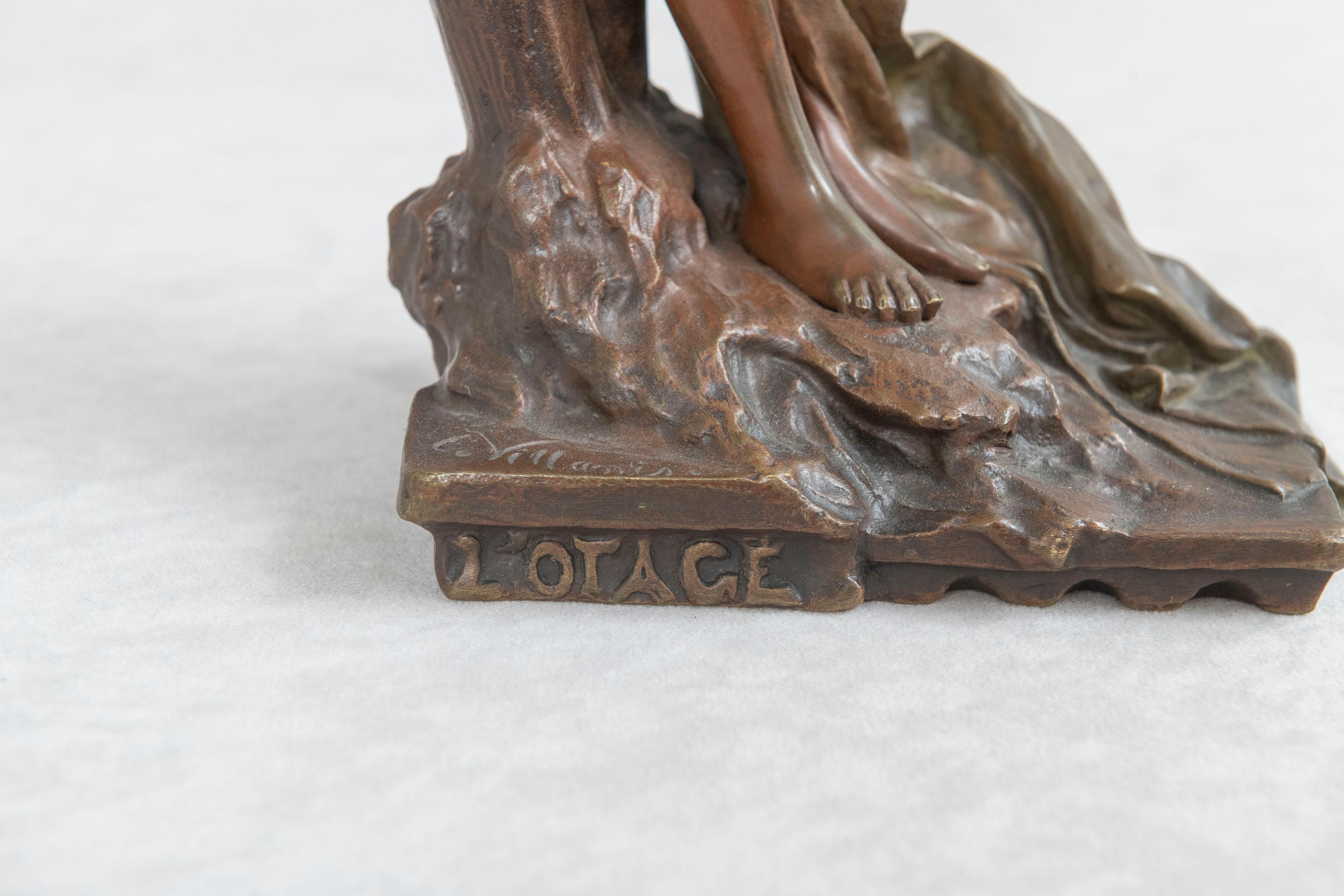 French Art Nouveau Bronze, L' Otage 'The Hostage', by Villanis ca. 1900 In Good Condition In Petaluma, CA