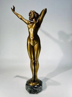 Bronzo Art Nouveau francese raffigurante una donna sdraiata firmato Philippe
