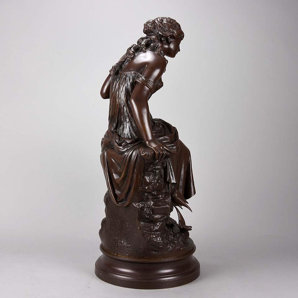 Français Retour des Hirondelles en bronze Art Nouveau français par Auguste Moreau