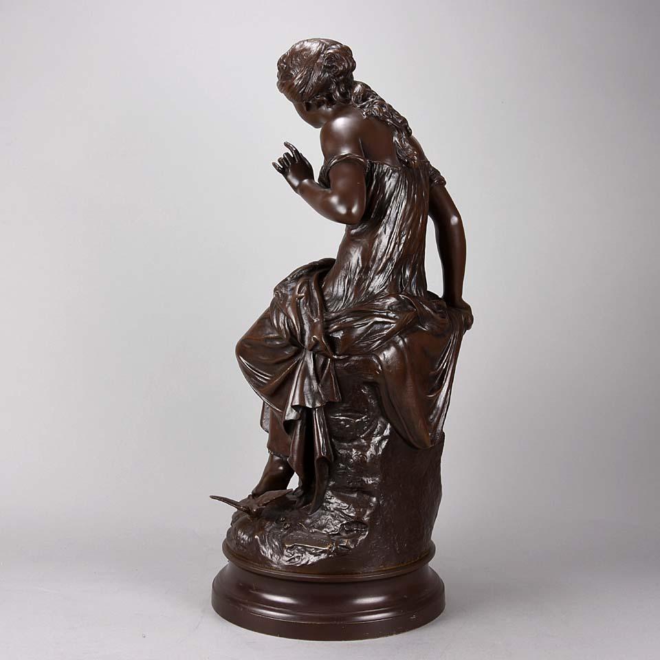 Cast French Art Nouveau Bronze 'Retour des Hirondelles' by Auguste Moreau