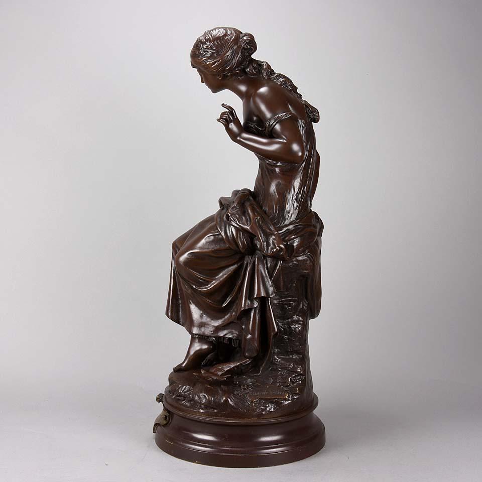 Fin du XIXe siècle Retour des Hirondelles en bronze Art Nouveau français par Auguste Moreau