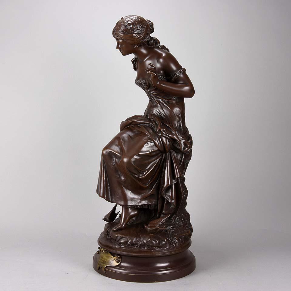 Bronze Retour des Hirondelles en bronze Art Nouveau français par Auguste Moreau