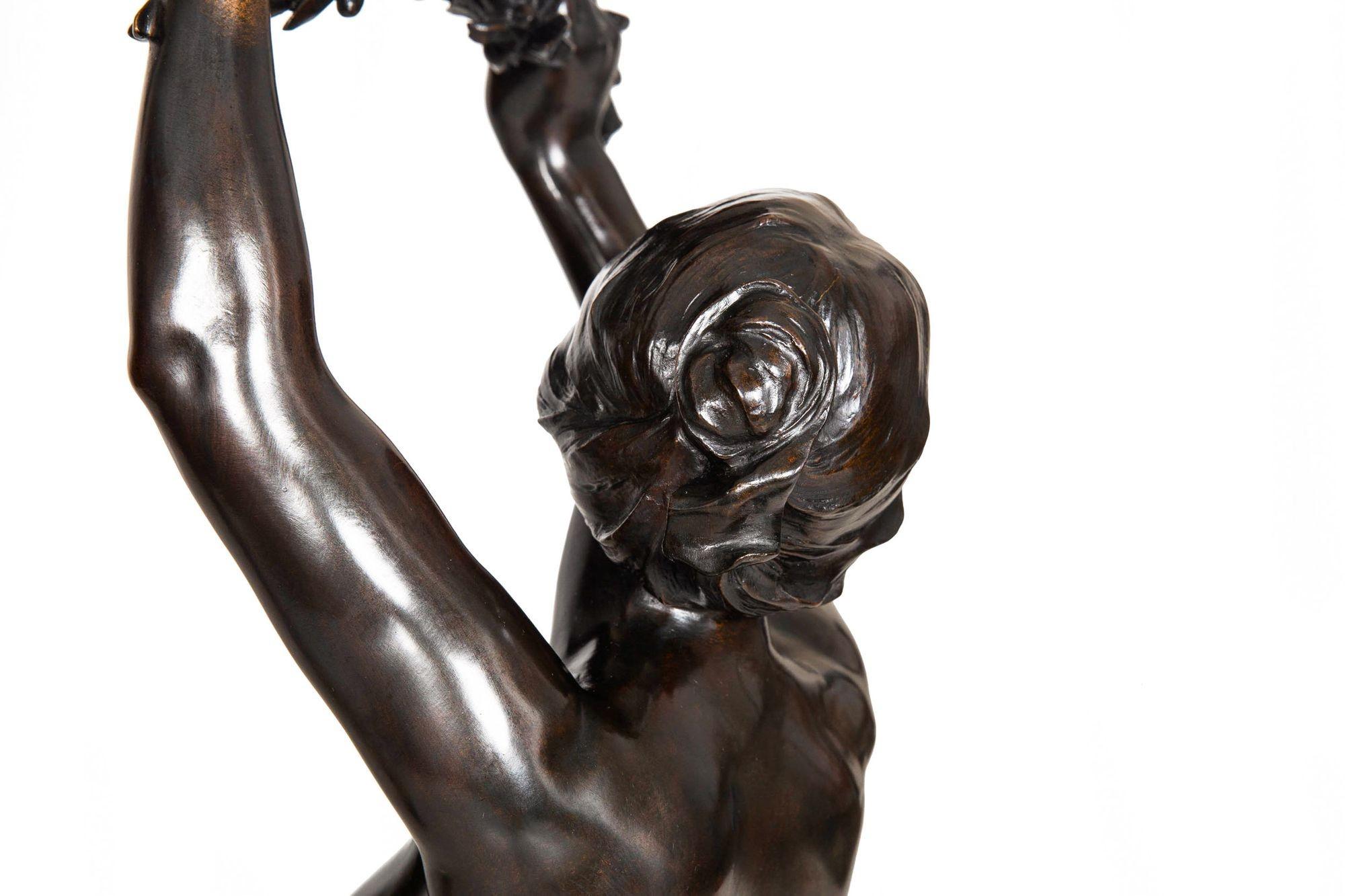 Escultura francesa Art Nouveau de bronce 