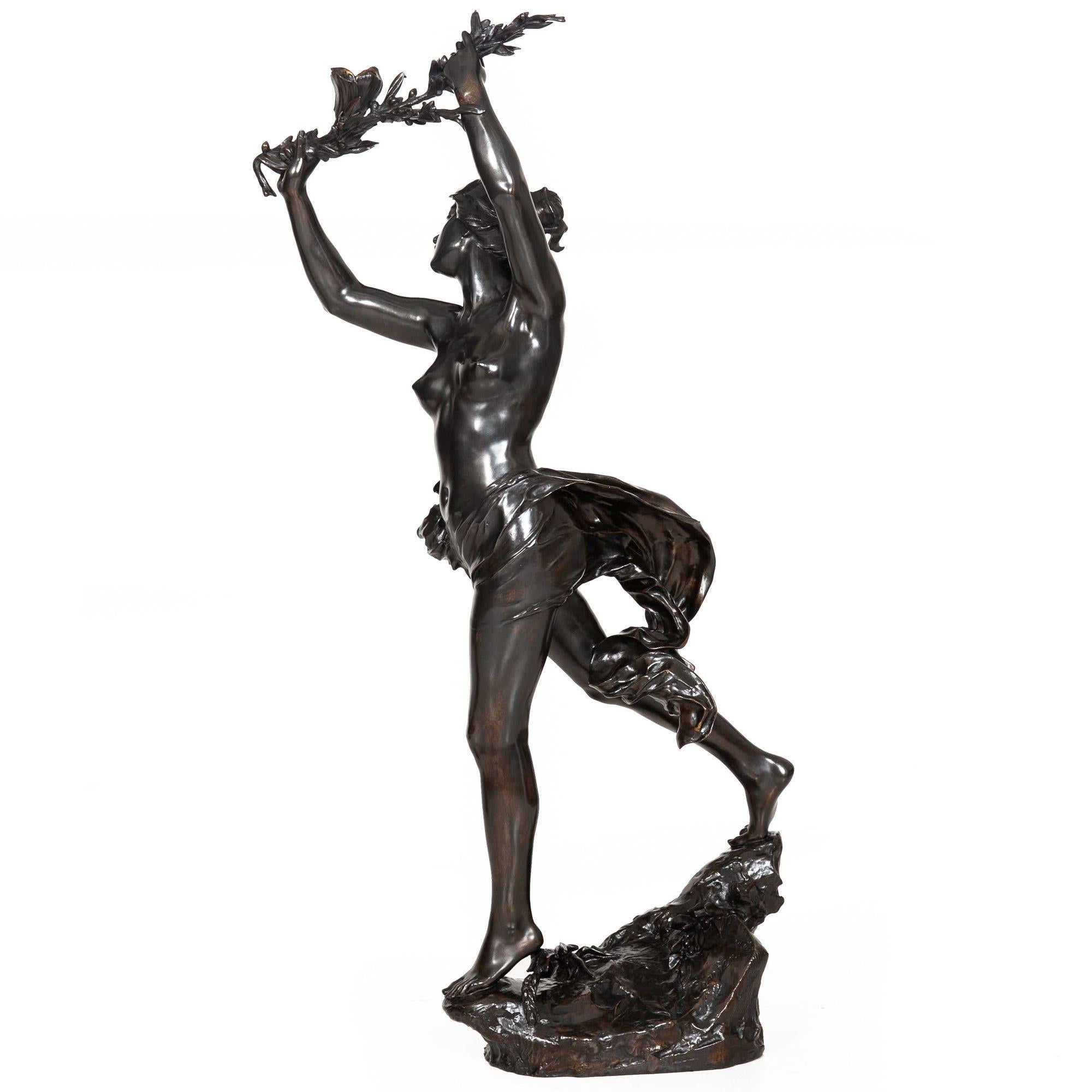 Escultura francesa Art Nouveau de bronce 