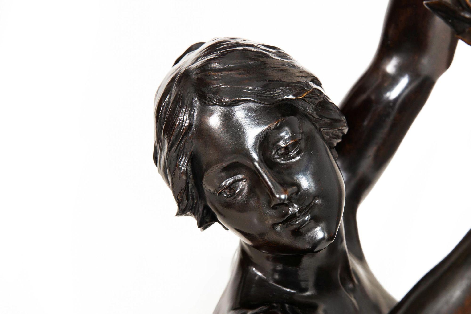Escultura francesa Art Nouveau de bronce 