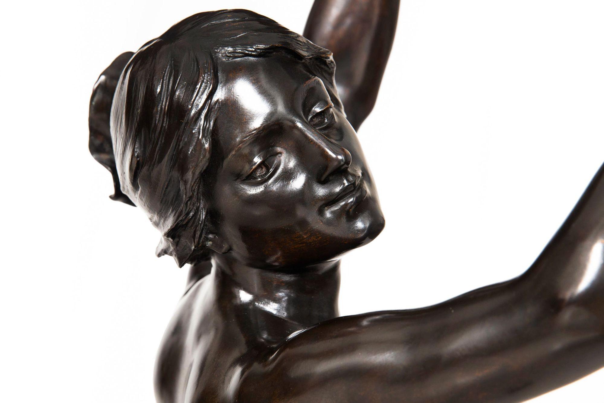 Escultura francesa Art Nouveau de bronce 