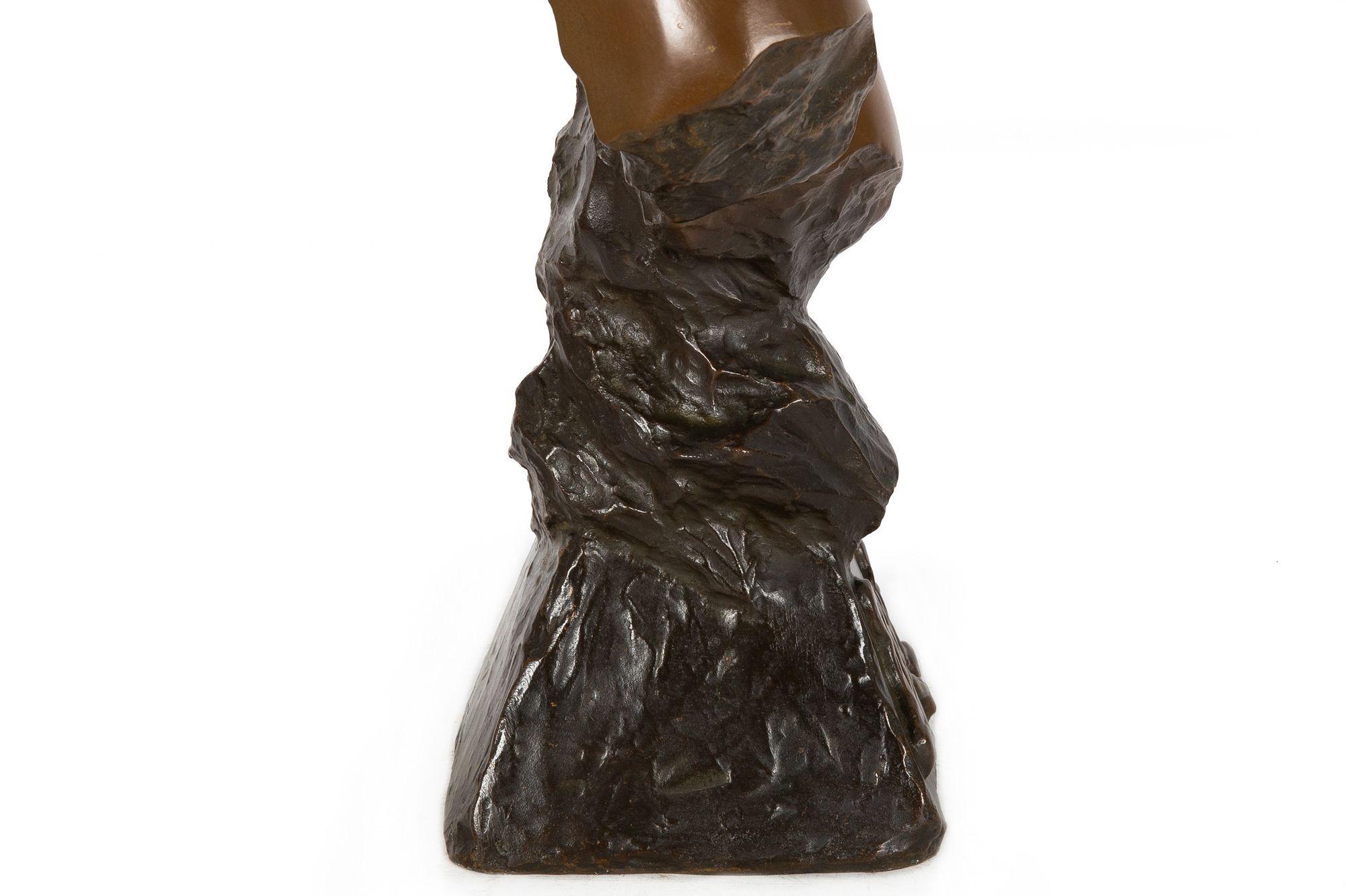French Art Nouveau Bronze Sculpture “Bust of Diana” by Emmanuel Villanis For Sale 13