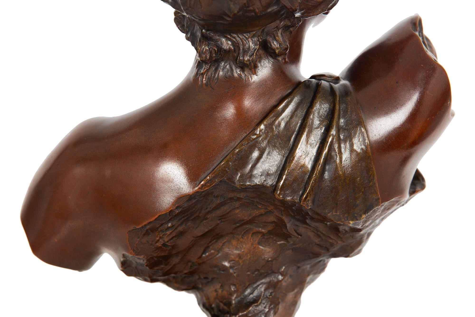 Französische Jugendstil-Bronze-Skulptur-Büste der Thailänder von Emmanuel Villanis im Angebot 10