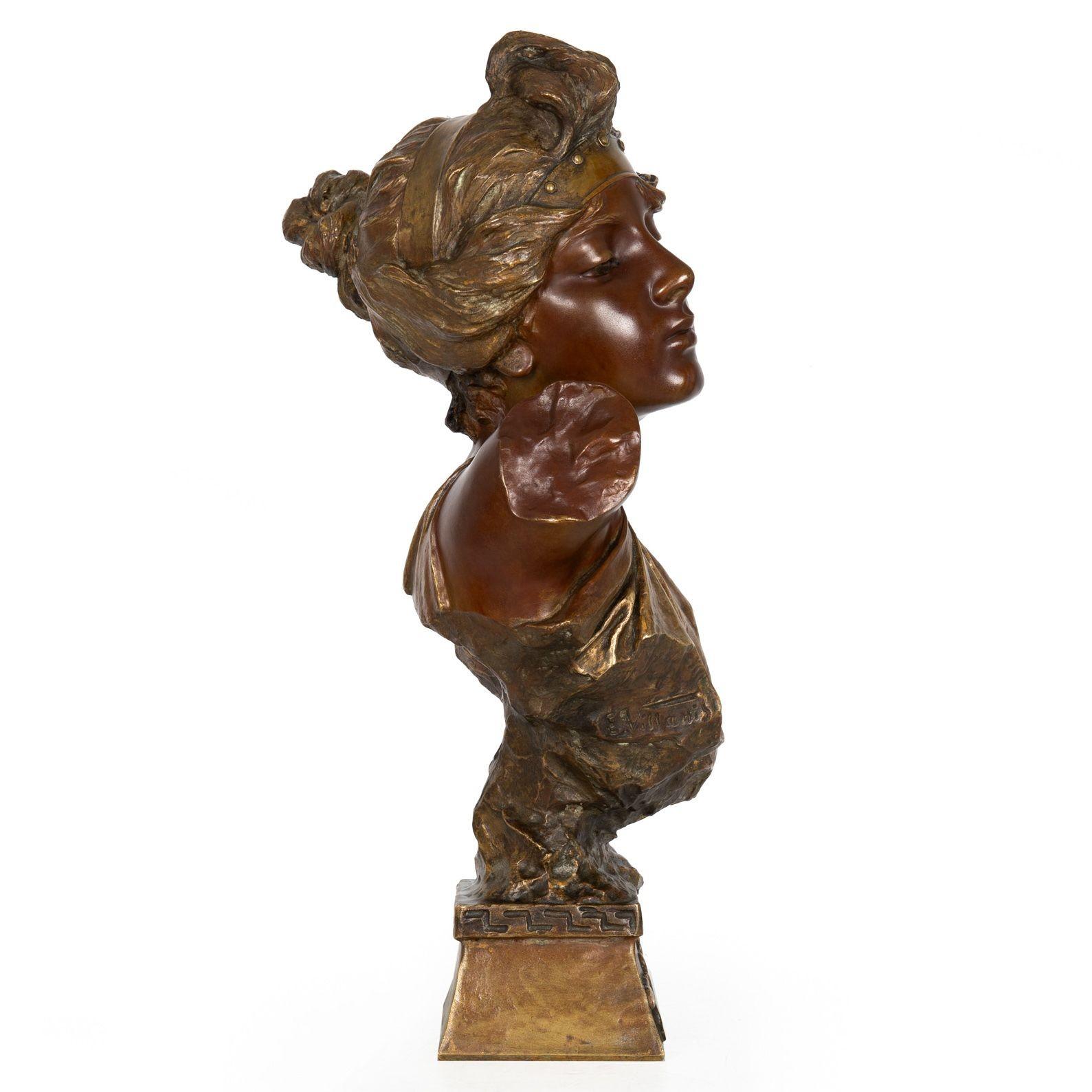 Bronze Buste de Thaïlande en bronze de style Art nouveau français par Emmanuel Villanis en vente